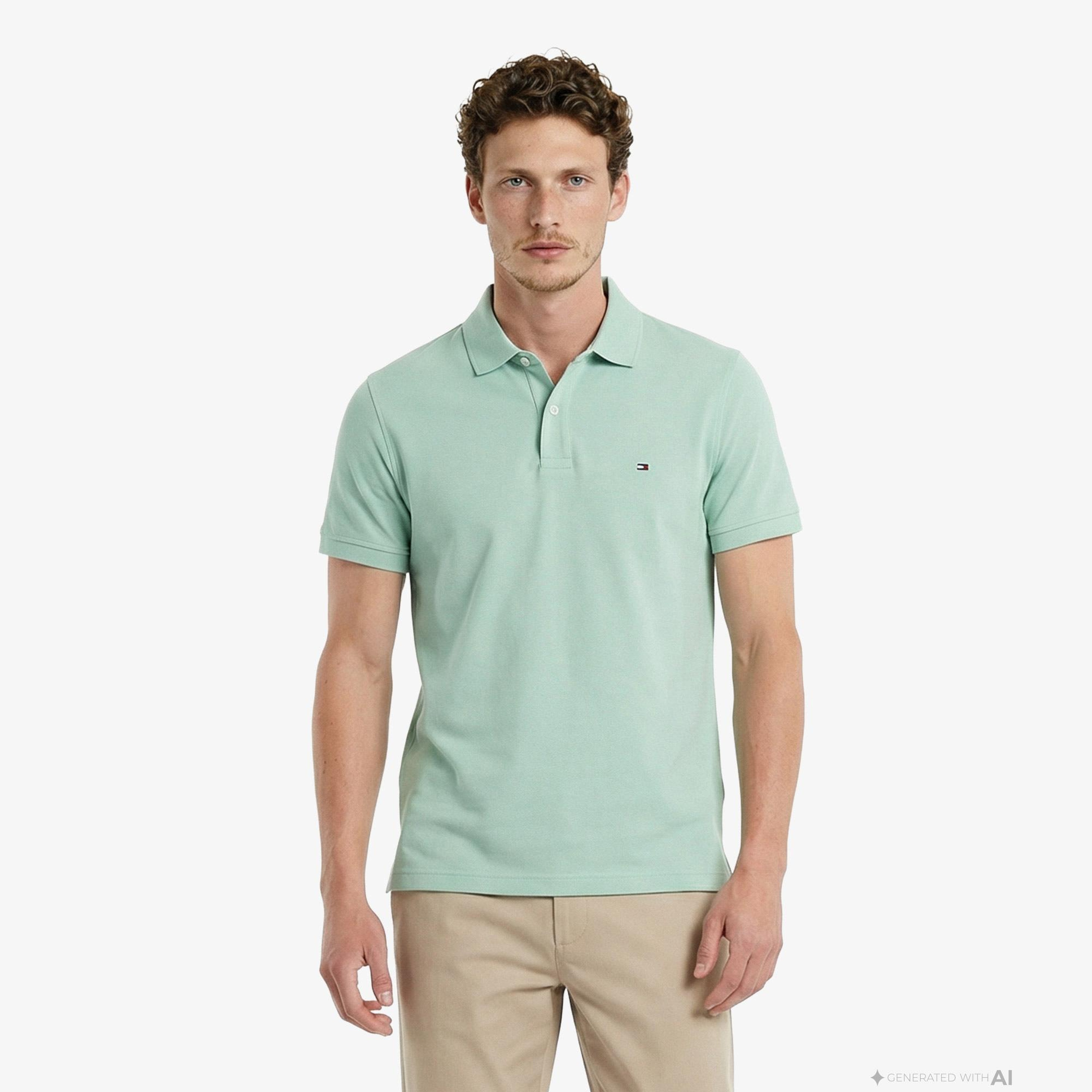 Tommy Hilfiger Core Essentials Erkek Yeşil Polo Yaka T-Shirt