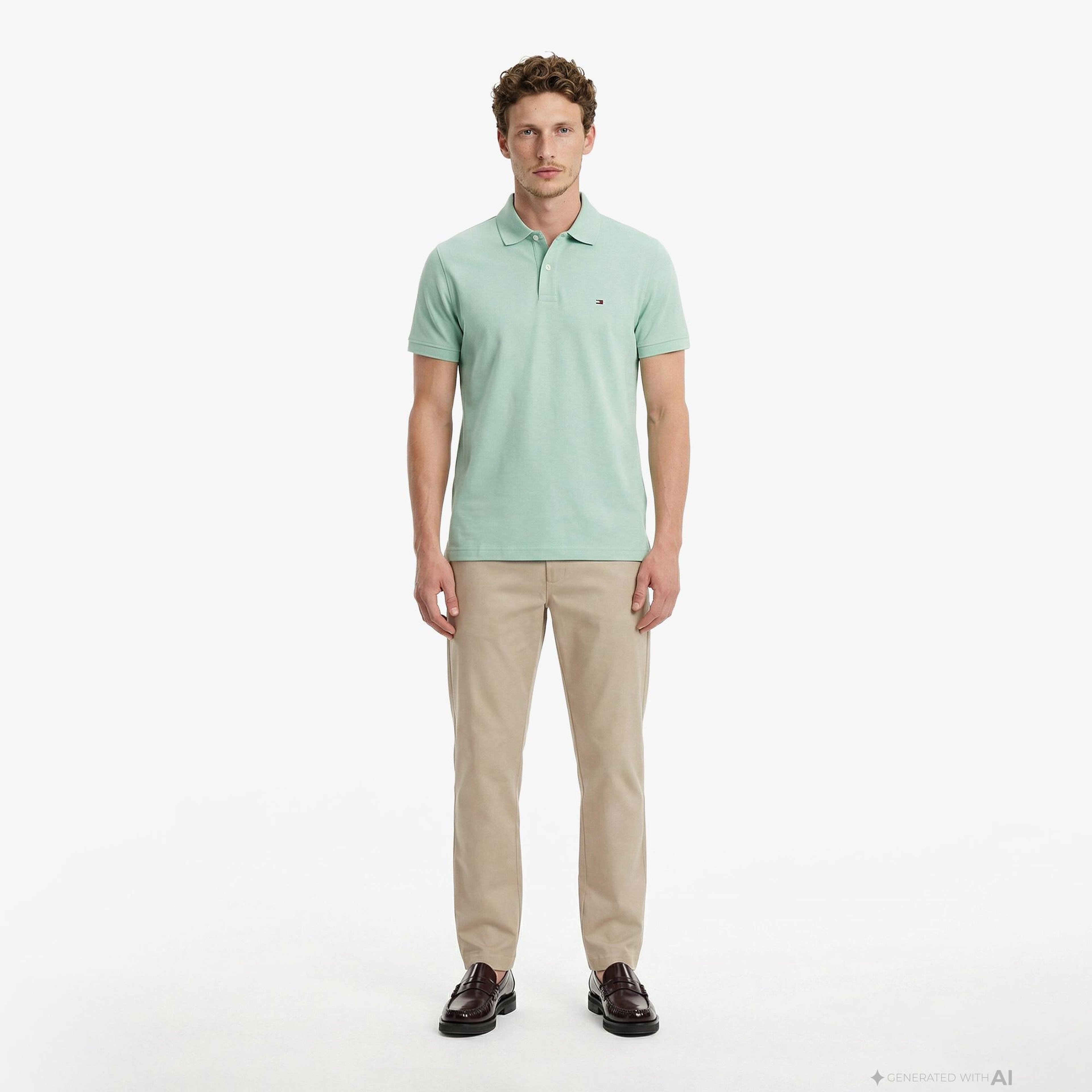 Tommy Hilfiger Core Essentials Erkek Yeşil Polo Yaka T-Shirt