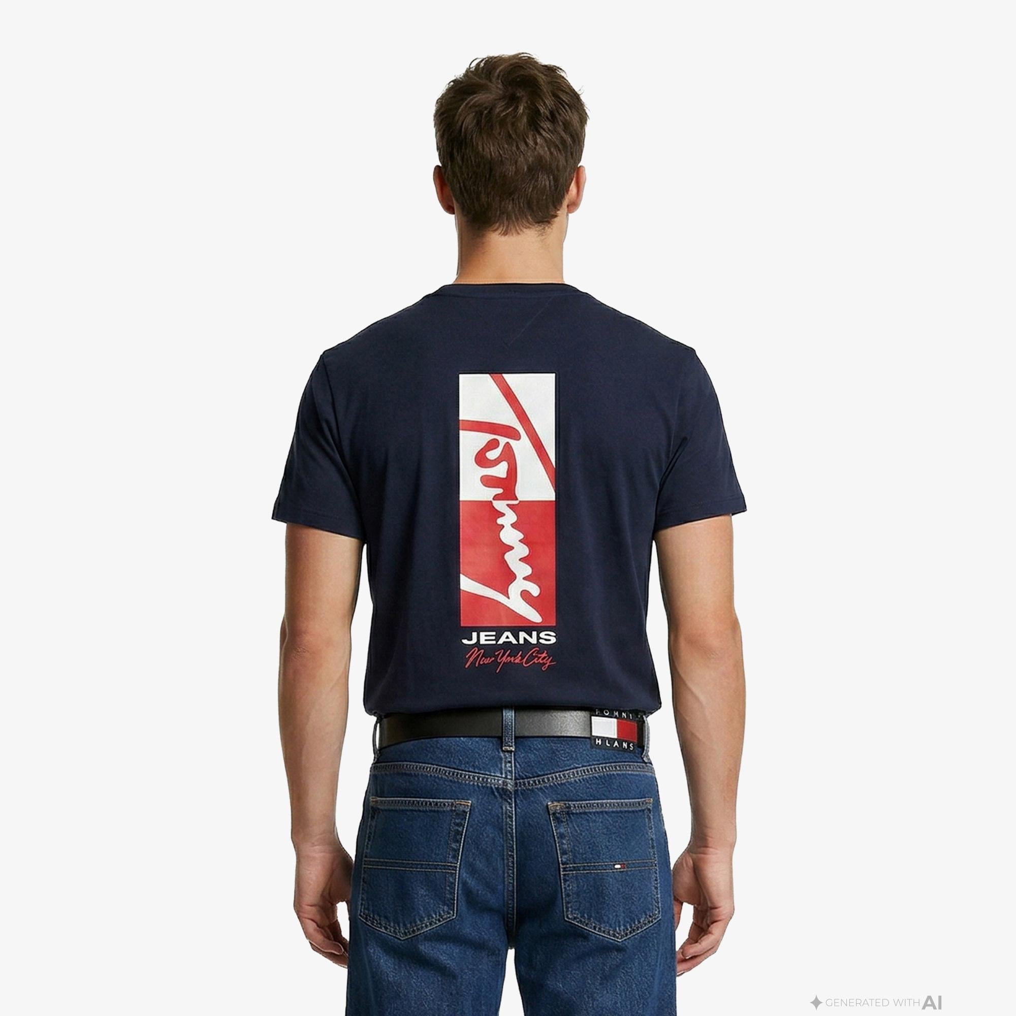 Tommy Hilfiger Signature Erkek Lacivert T-Shirt