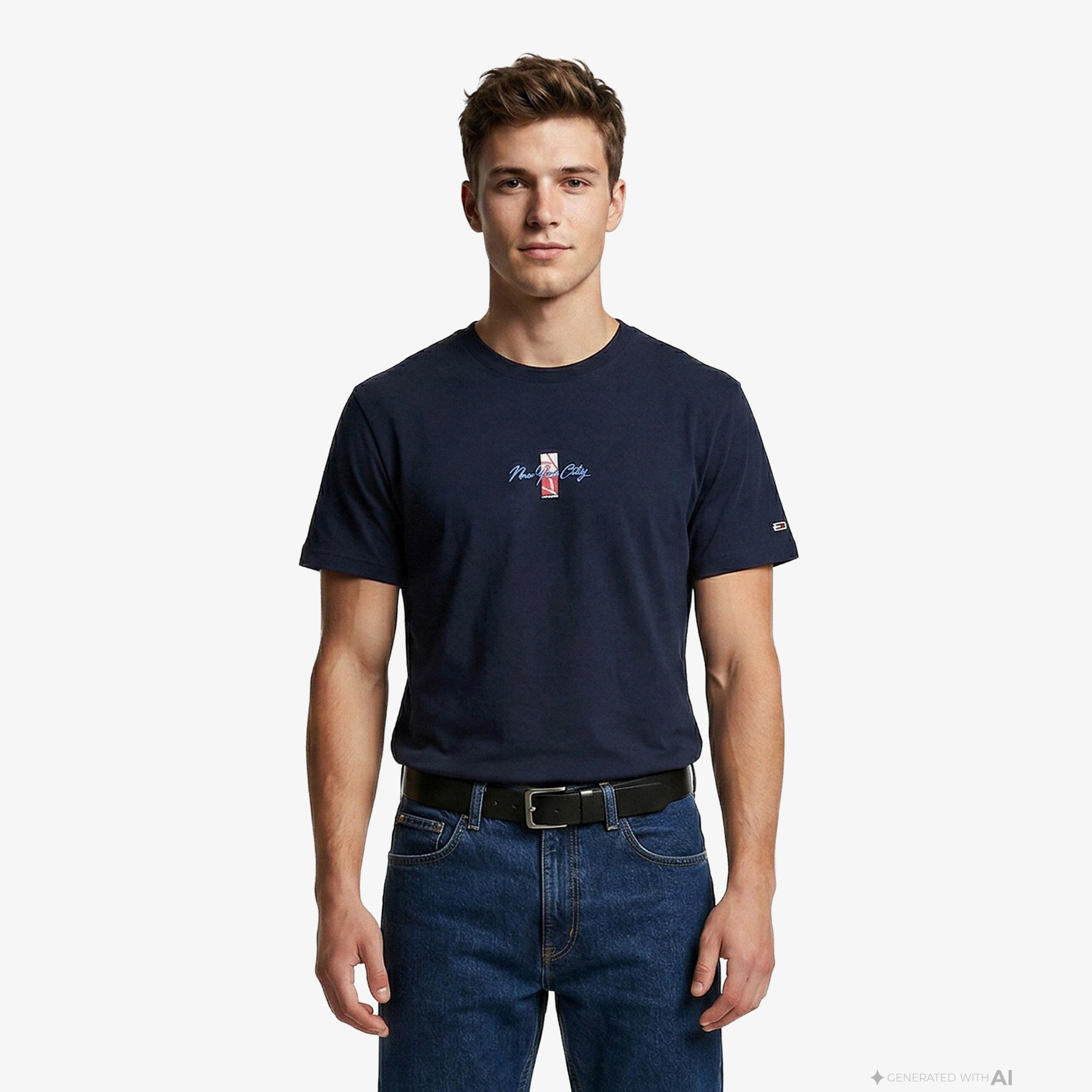 Tommy Hilfiger Signature Erkek Lacivert T-Shirt