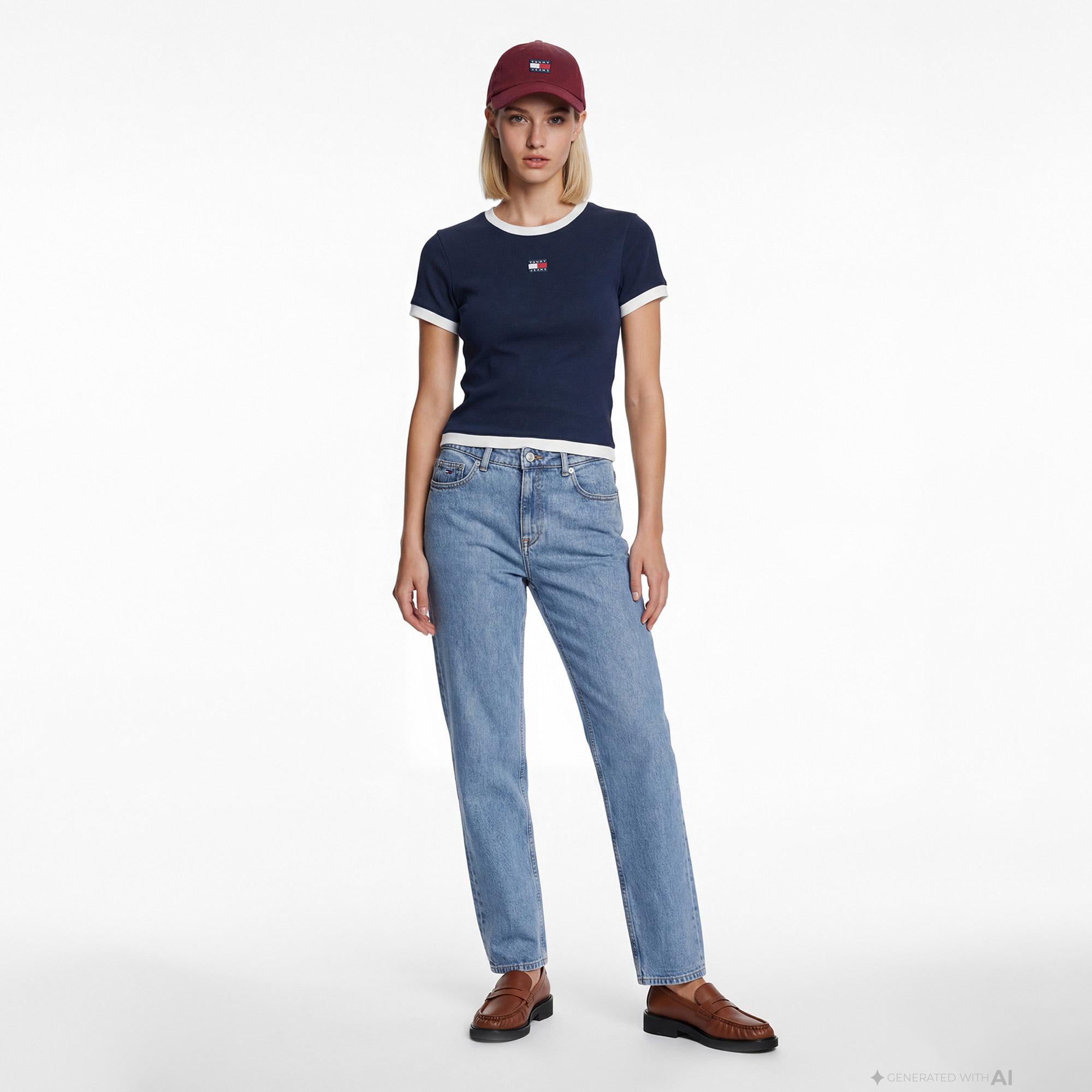 Tommy Hilfiger Badge Kadın Lacivert T-Shirt