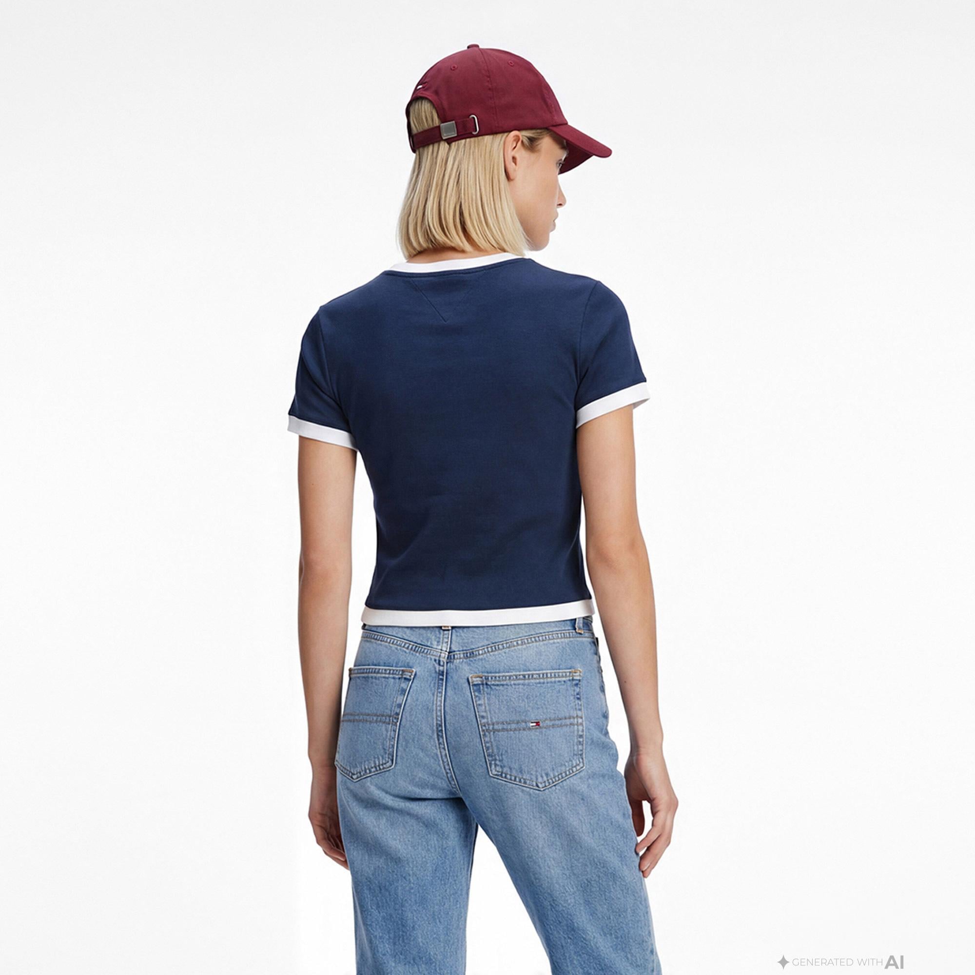 Tommy Hilfiger Badge Kadın Lacivert T-Shirt