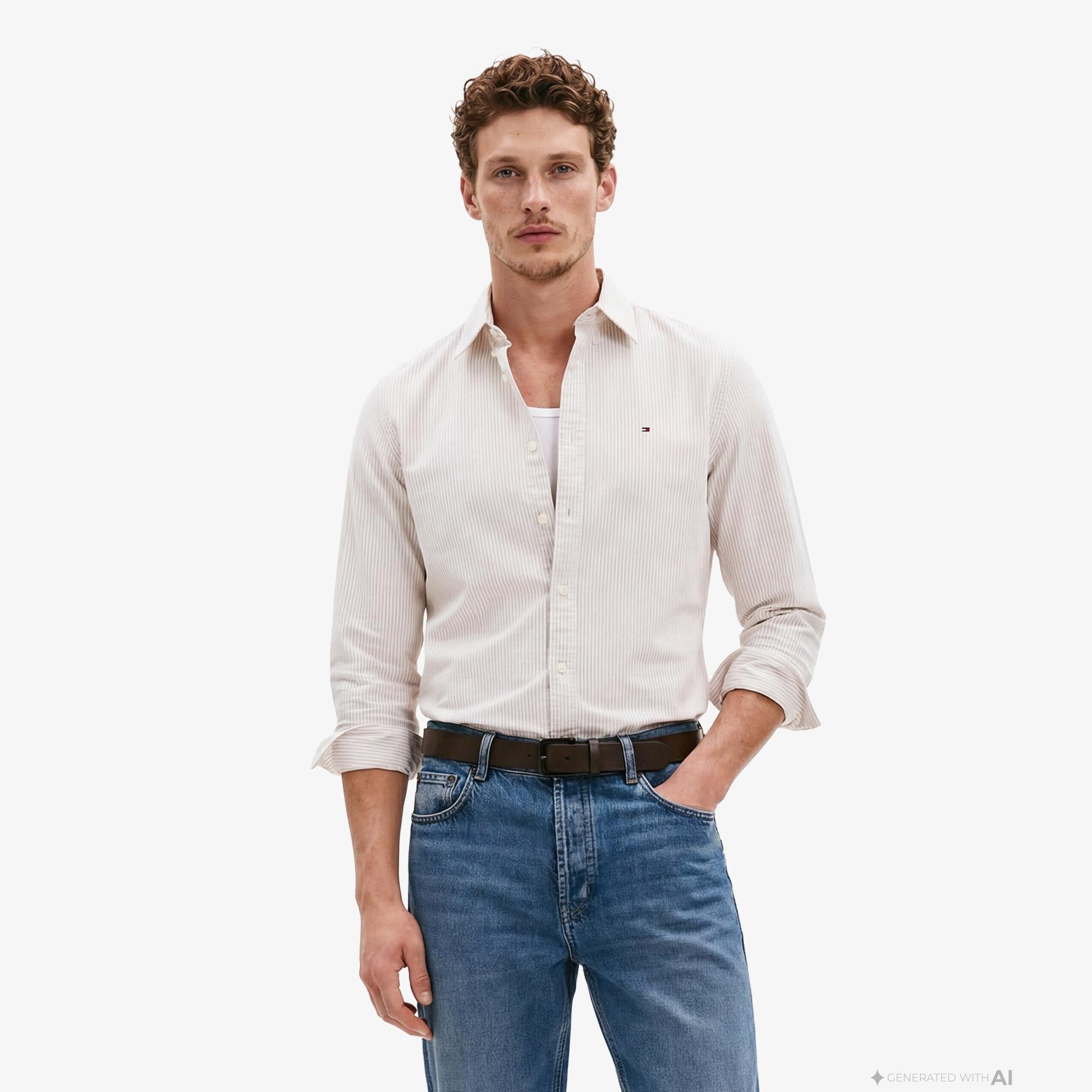 Tommy Hilfiger Core Essentials Erkek Kahverengi Gömlek
