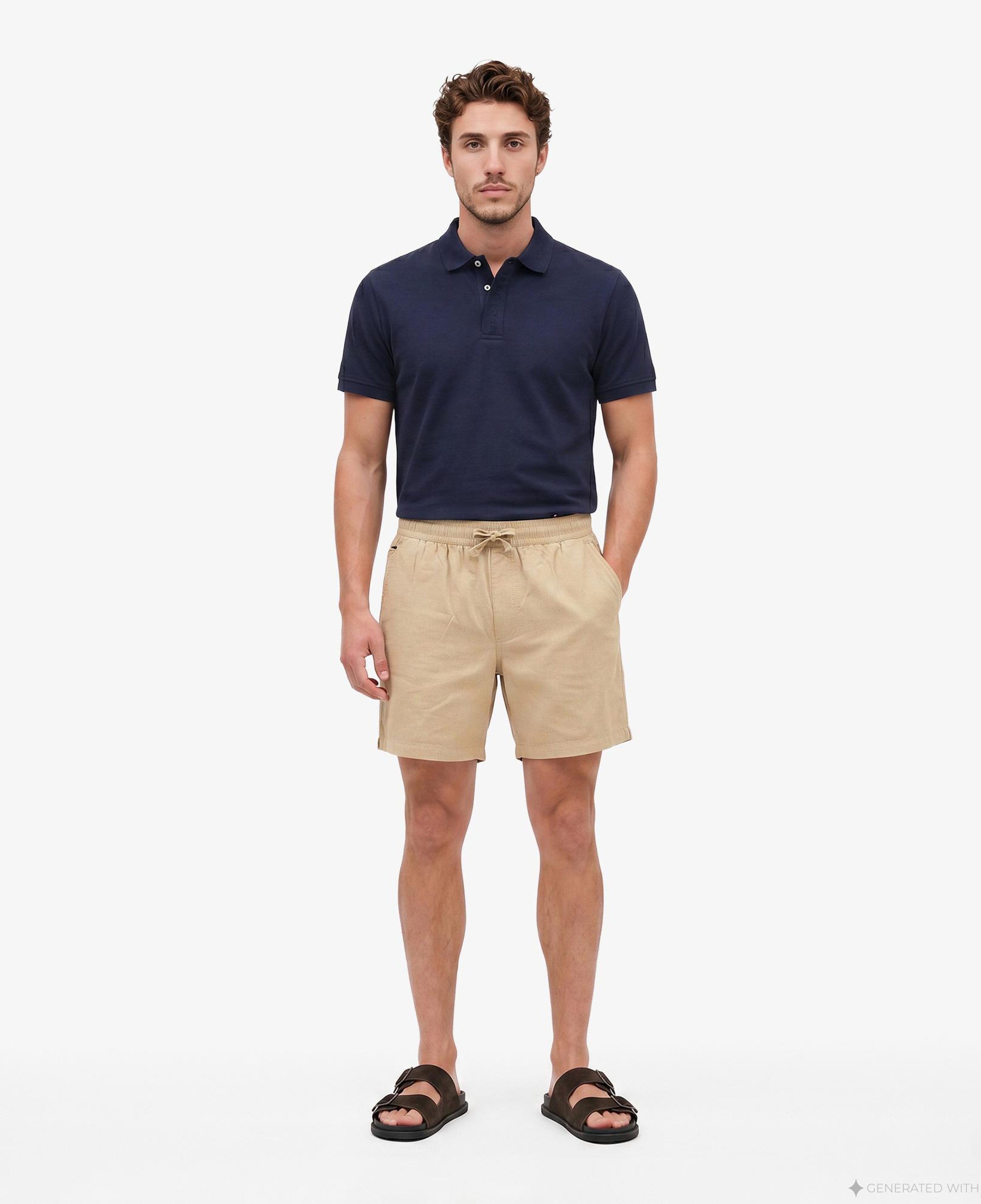 Tommy Hilfiger Erkek Bej Keten Şort