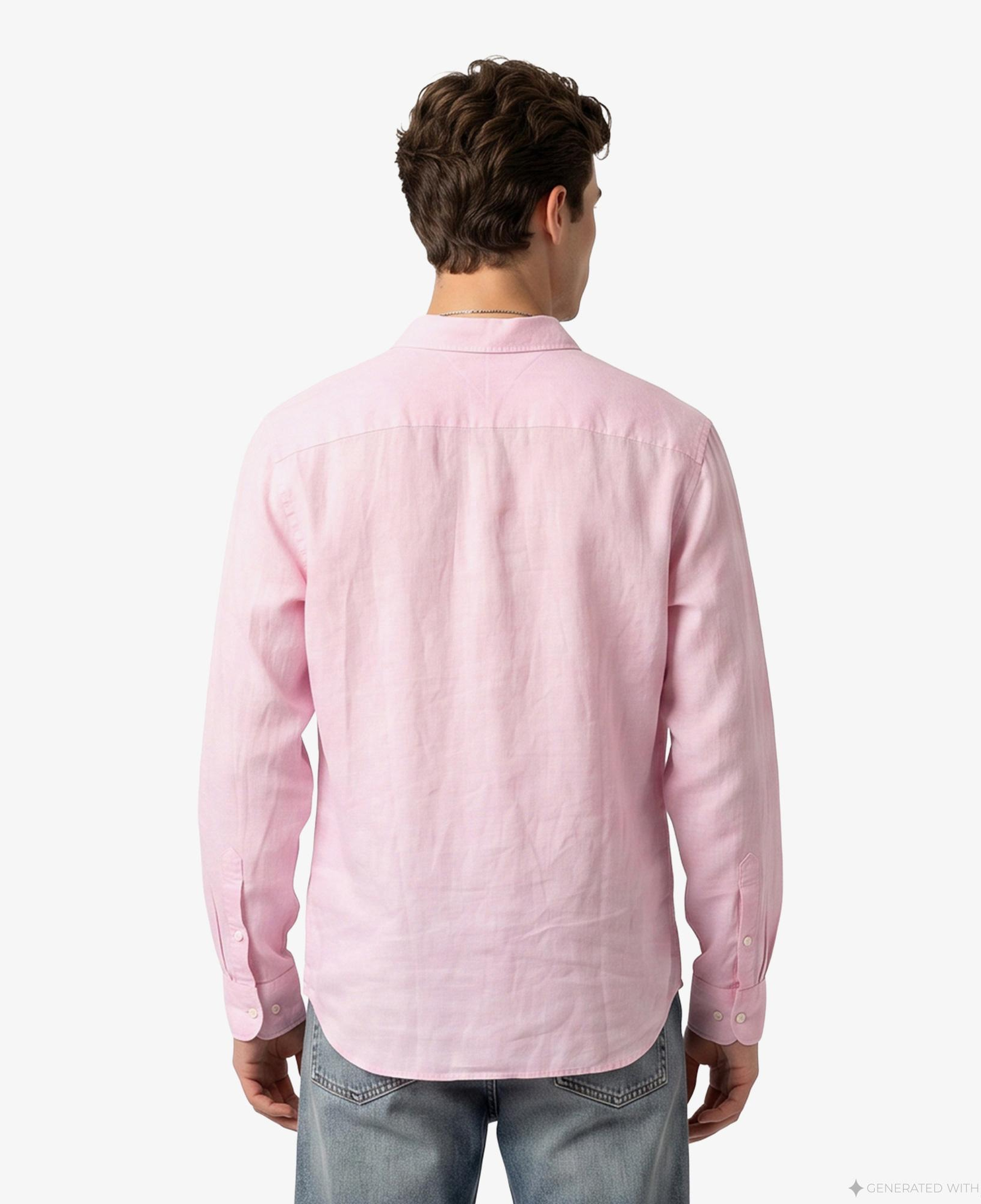 Tommy Hilfiger Seasonal Quality Erkek Pembe Keten Gömlek