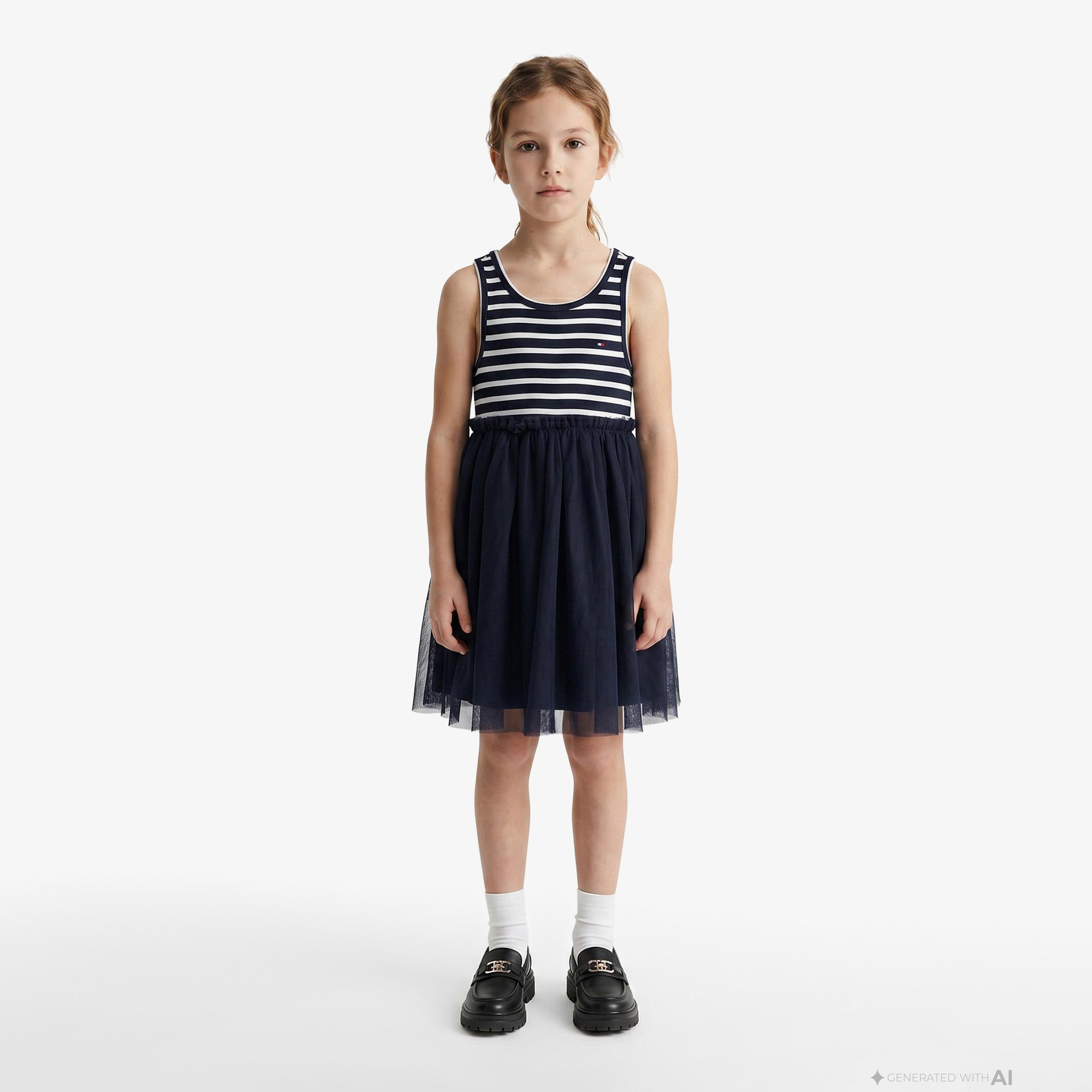 Tommy Hilfiger Little Çocuk Lacivert Elbise