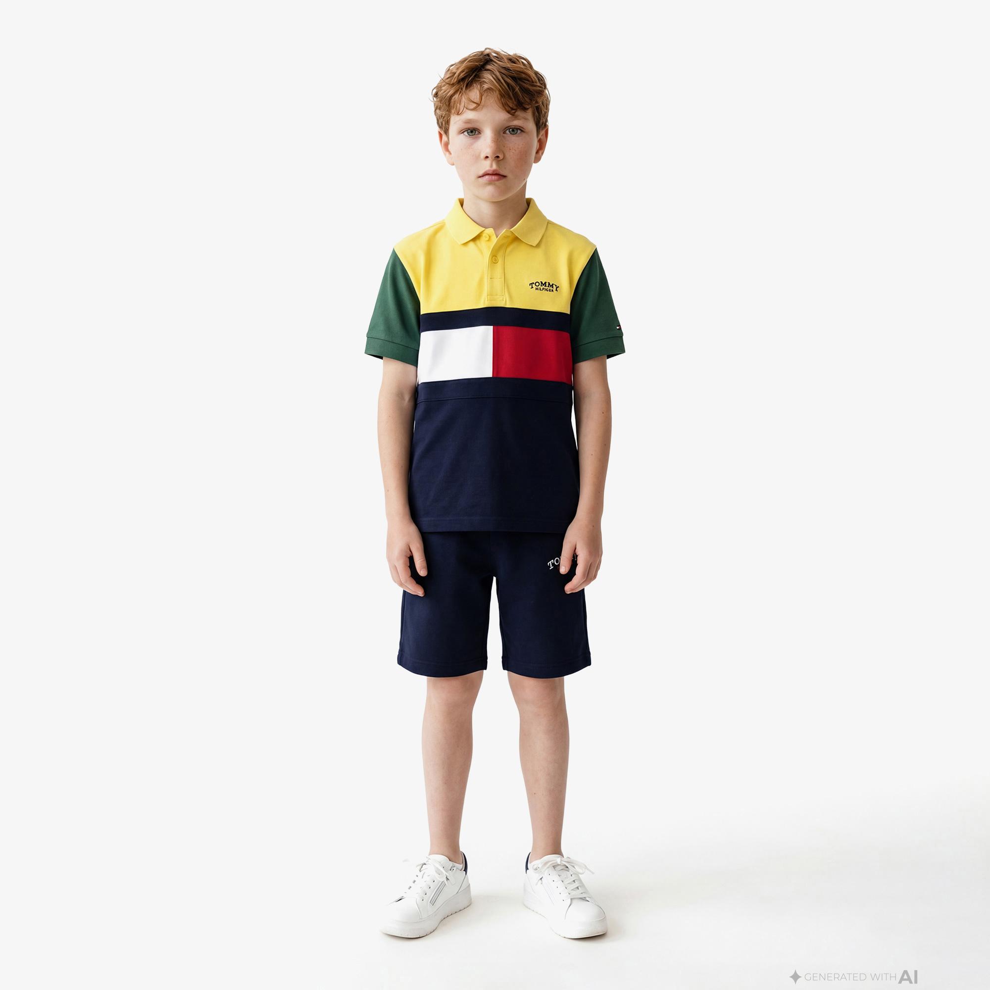 Tommy Hilfiger Flag Çocuk Sarı Polo Yaka T-Shirt