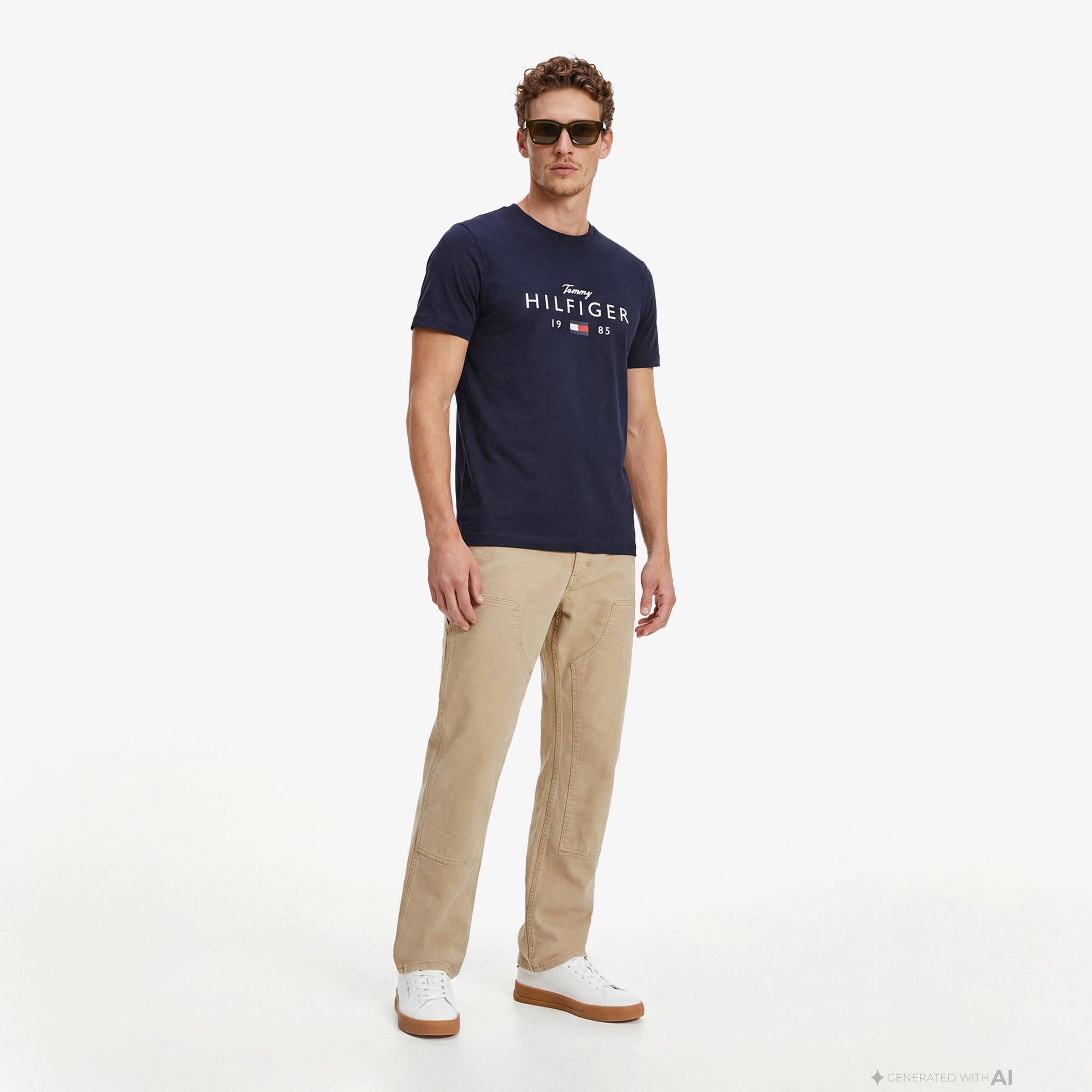 Tommy Hilfiger Brand Love Graphic Erkek Lacivert T-Shirt