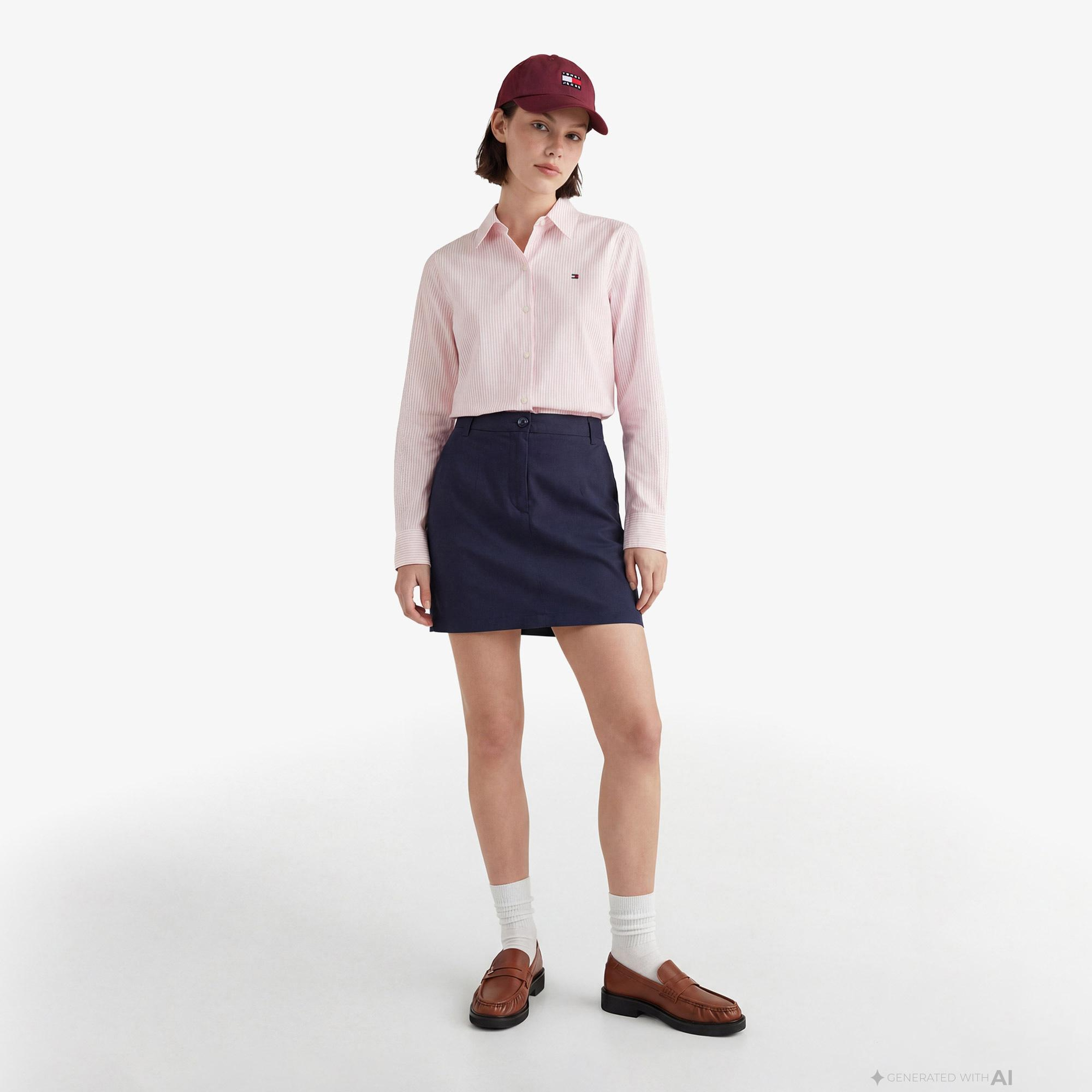 Tommy Hilfiger Essentials Poplin Kadın Pembe Gömlek