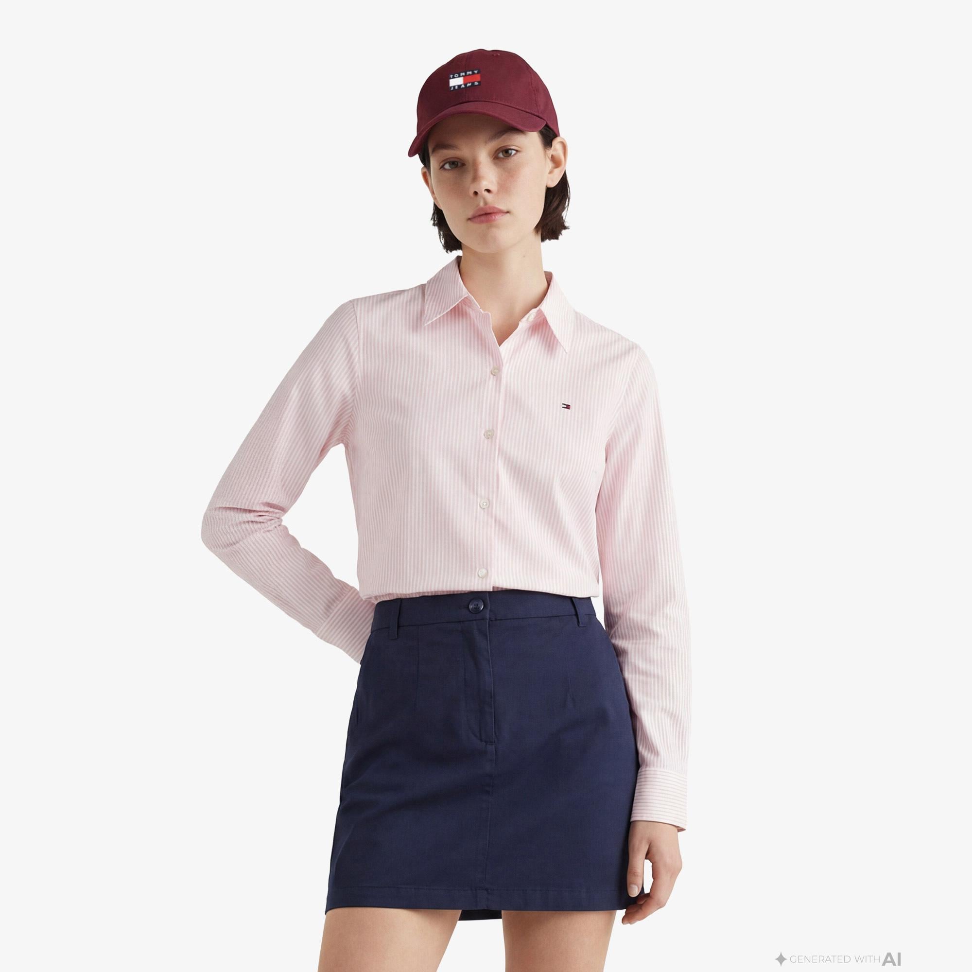 Tommy Hilfiger Essentials Poplin Kadın Pembe Gömlek