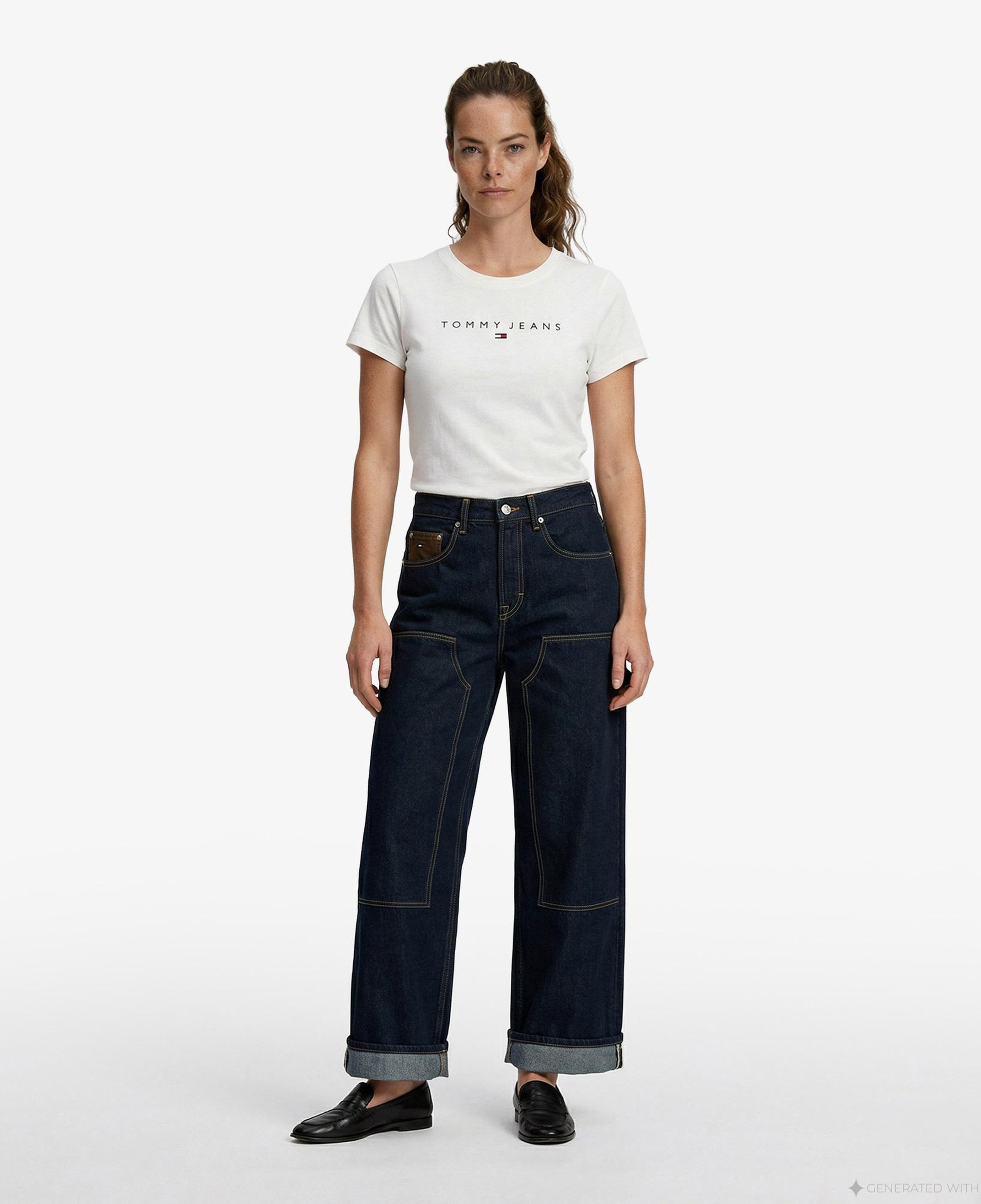 Tommy Hilfiger Linear Kadın Beyaz T-Shirt