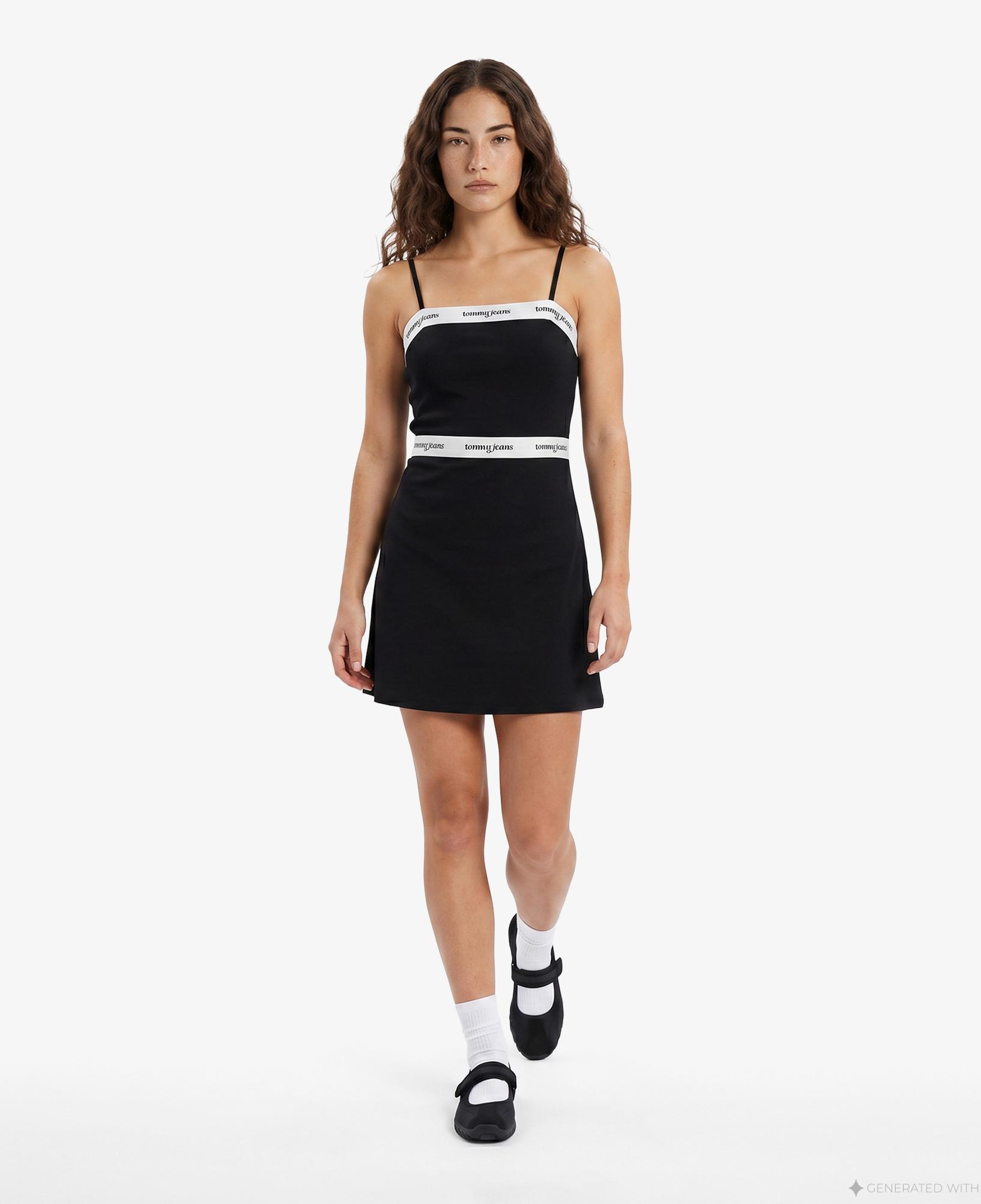 Tommy Hilfiger Logo Tape Kadın Siyah Elbise
