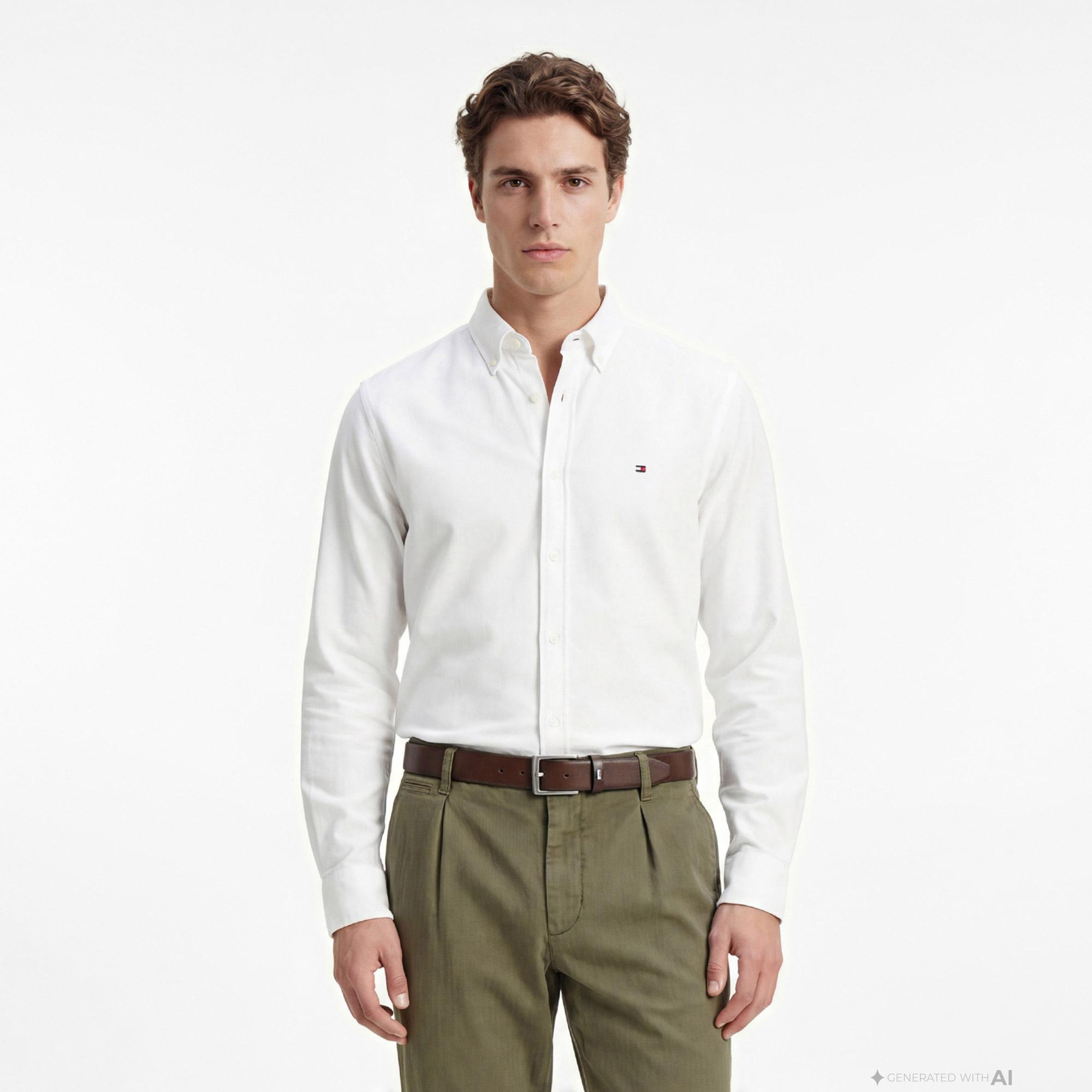 Tommy Hilfiger Core Essentials Erkek Beyaz Gömlek
