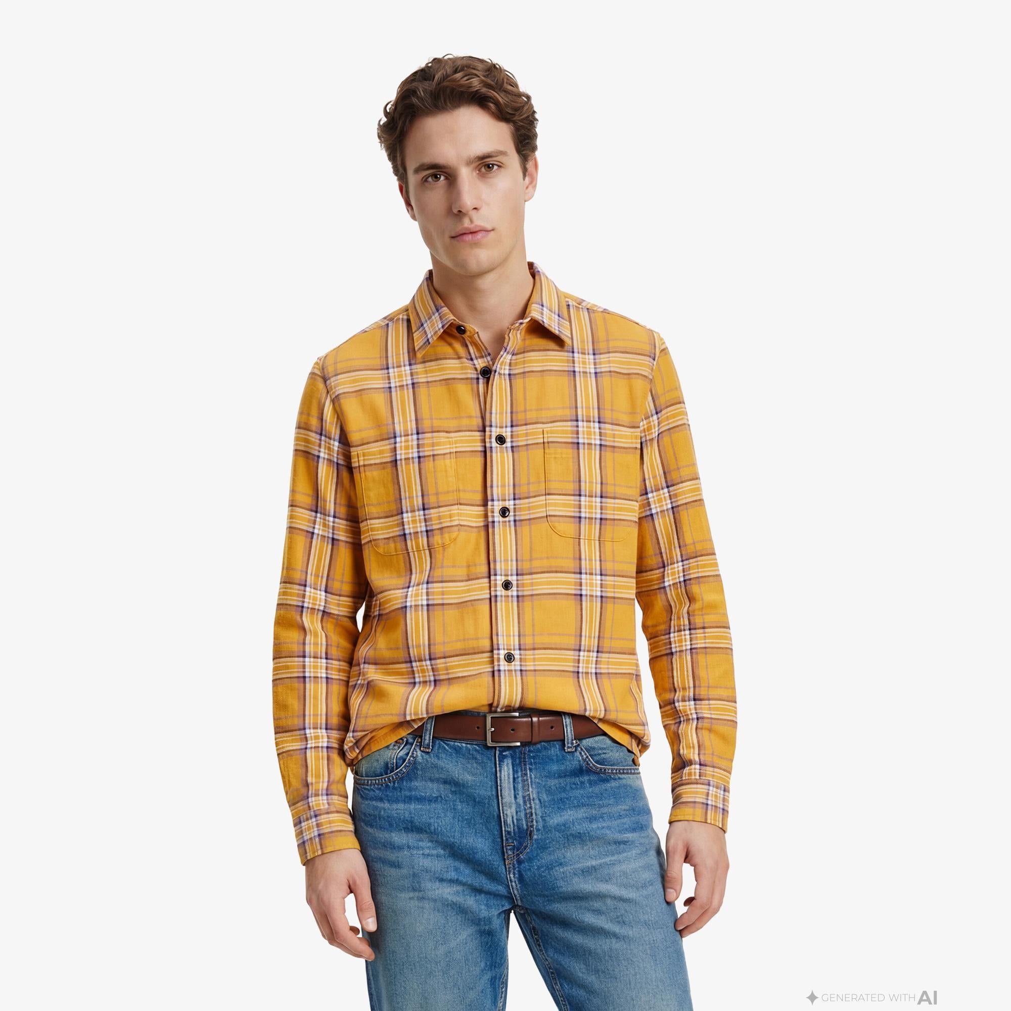 Tommy Hilfiger Layering Shirt Erkek Sarı Gömlek