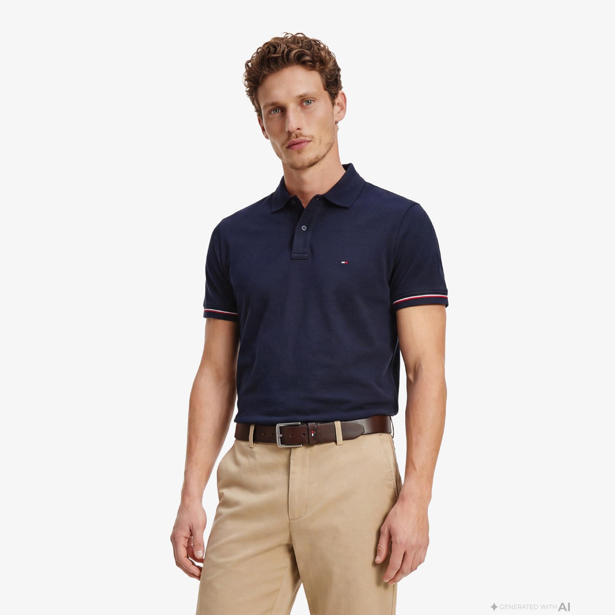 Tommy Hilfiger Elevated Essentials Erkek Lacivert Polo Yaka T-Shirt