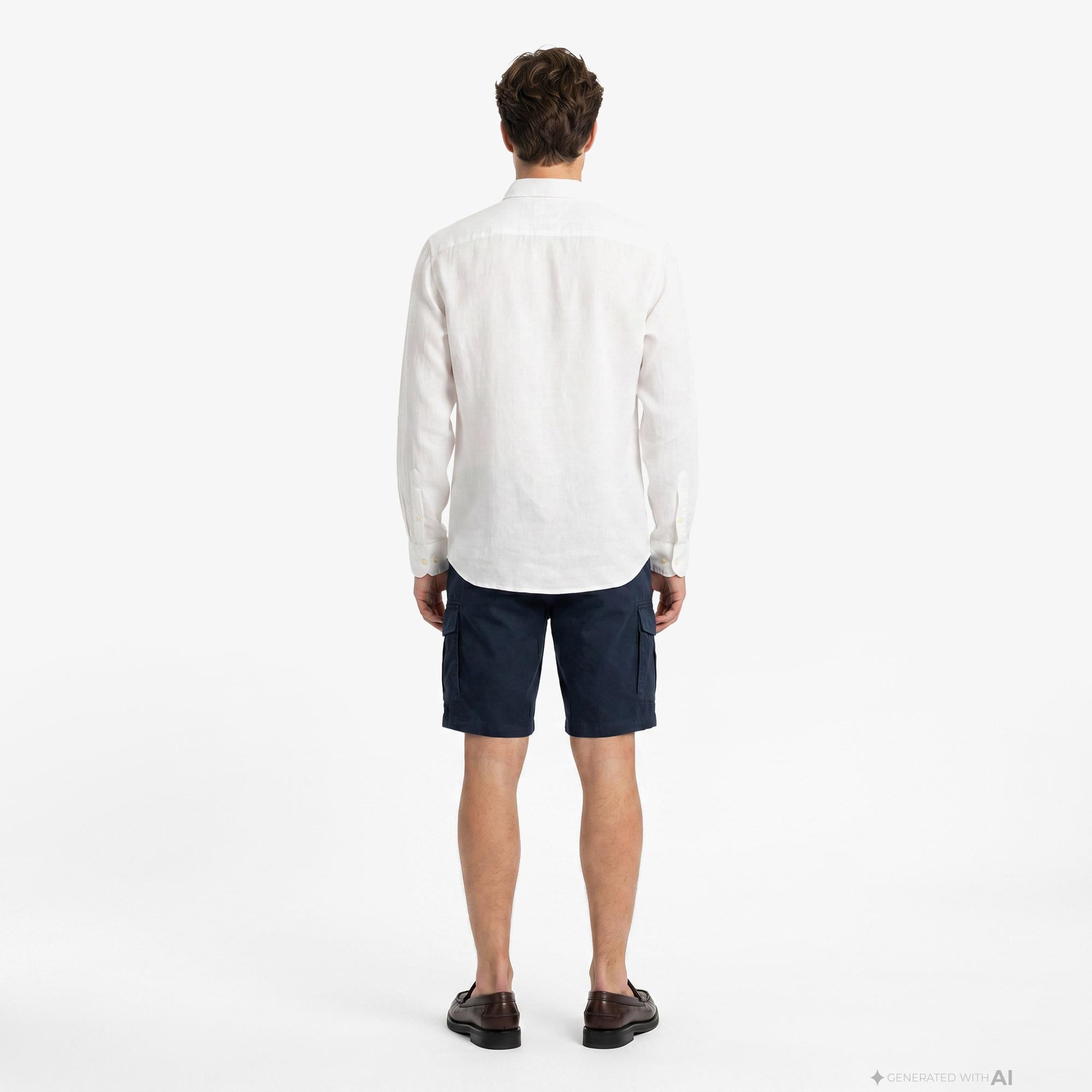 Tommy Hilfiger Seasonal Quality Erkek Beyaz Keten Gömlek