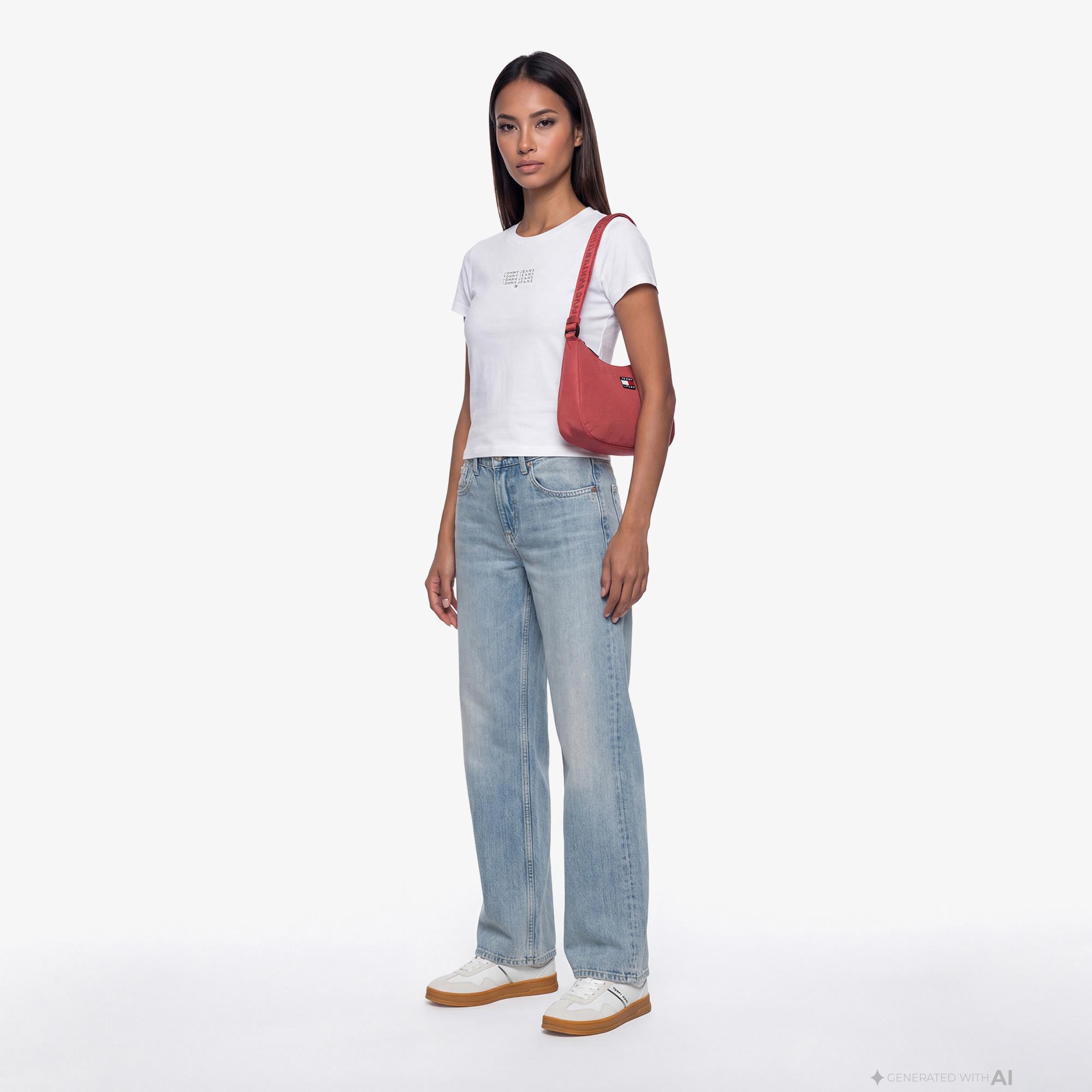 Tommy Hilfiger Linear Kadın Beyaz T-Shirt