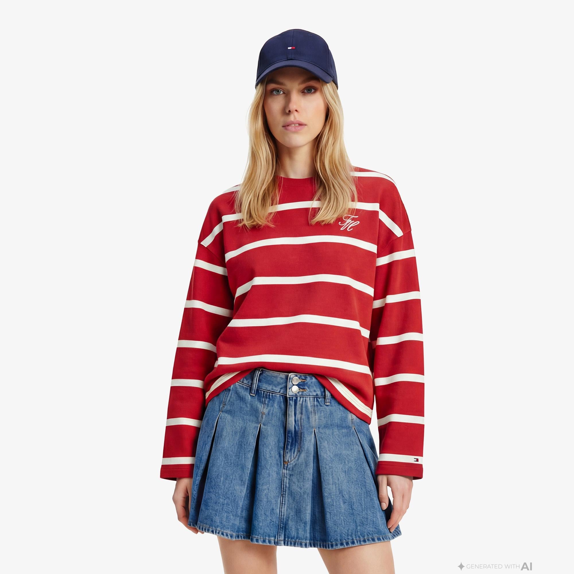 Tommy Hilfiger Script Kadın Kırmızı Sweatshirt