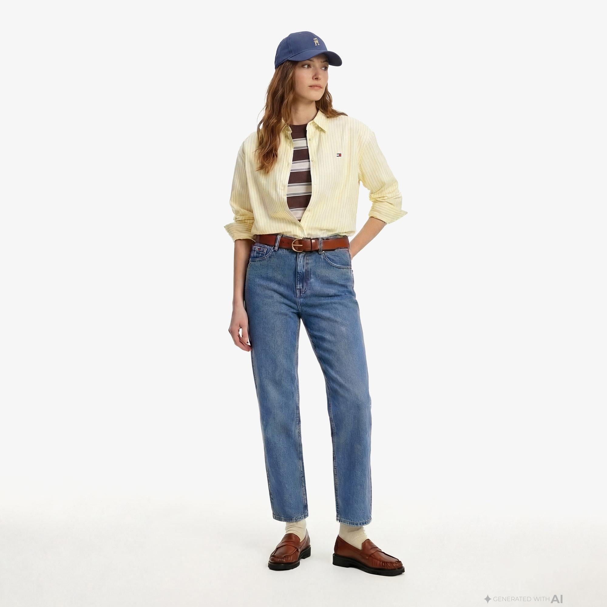 Tommy Hilfiger Essentials Poplin Kadın Sarı Gömlek