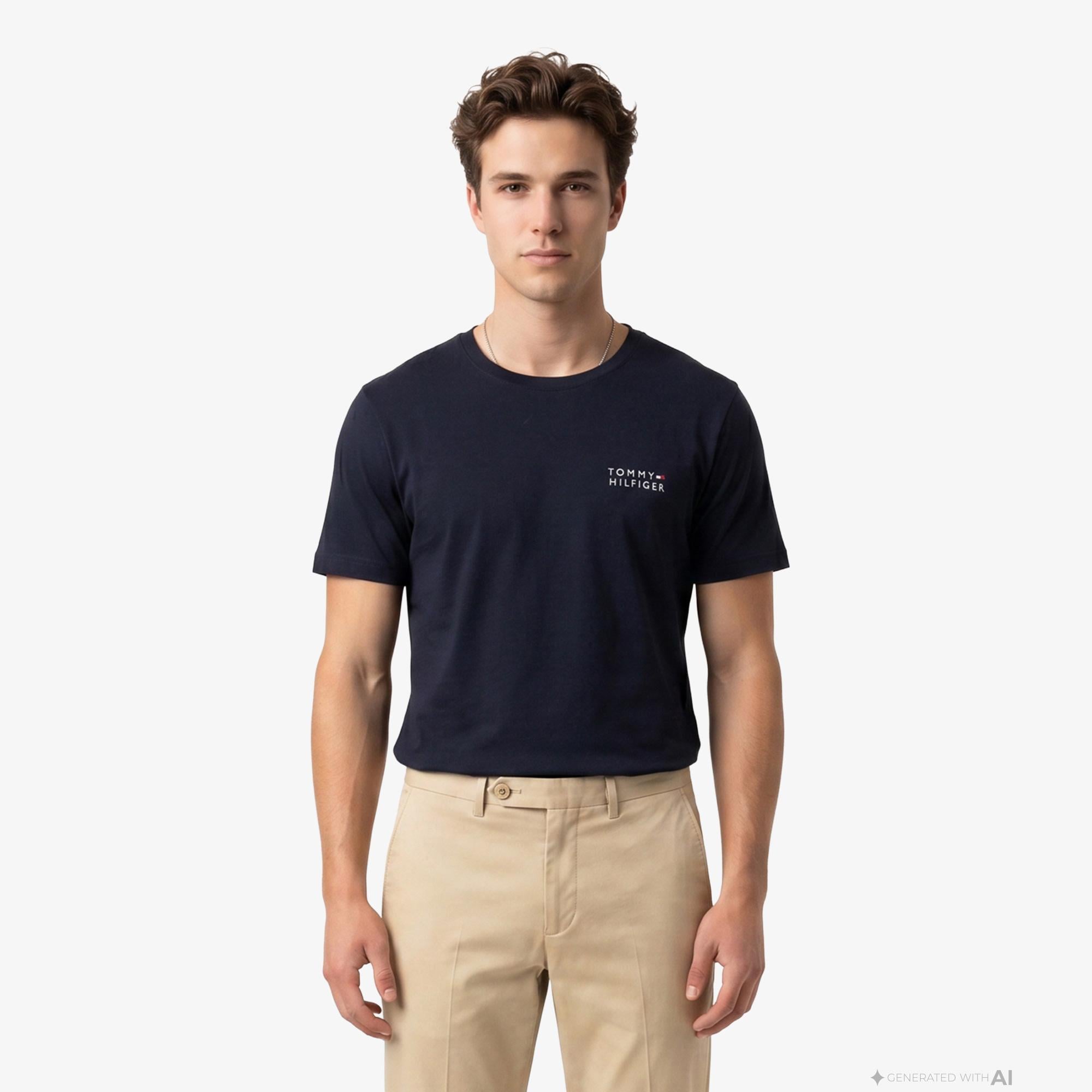 Tommy Hilfiger Brand Love Erkek Lacivert T-Shirt