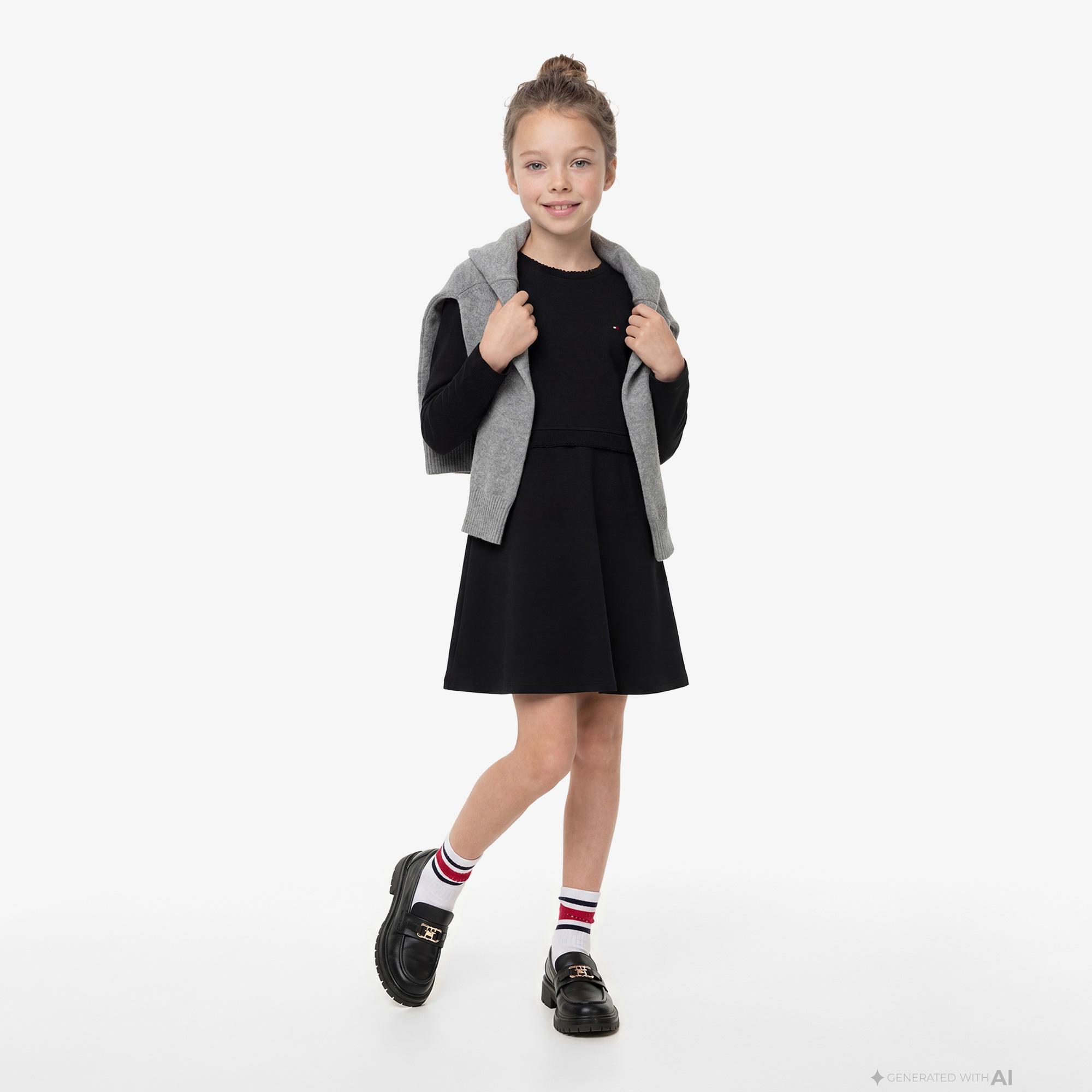 Tommy Hilfiger Essential Modal Çocuk Siyah Elbise