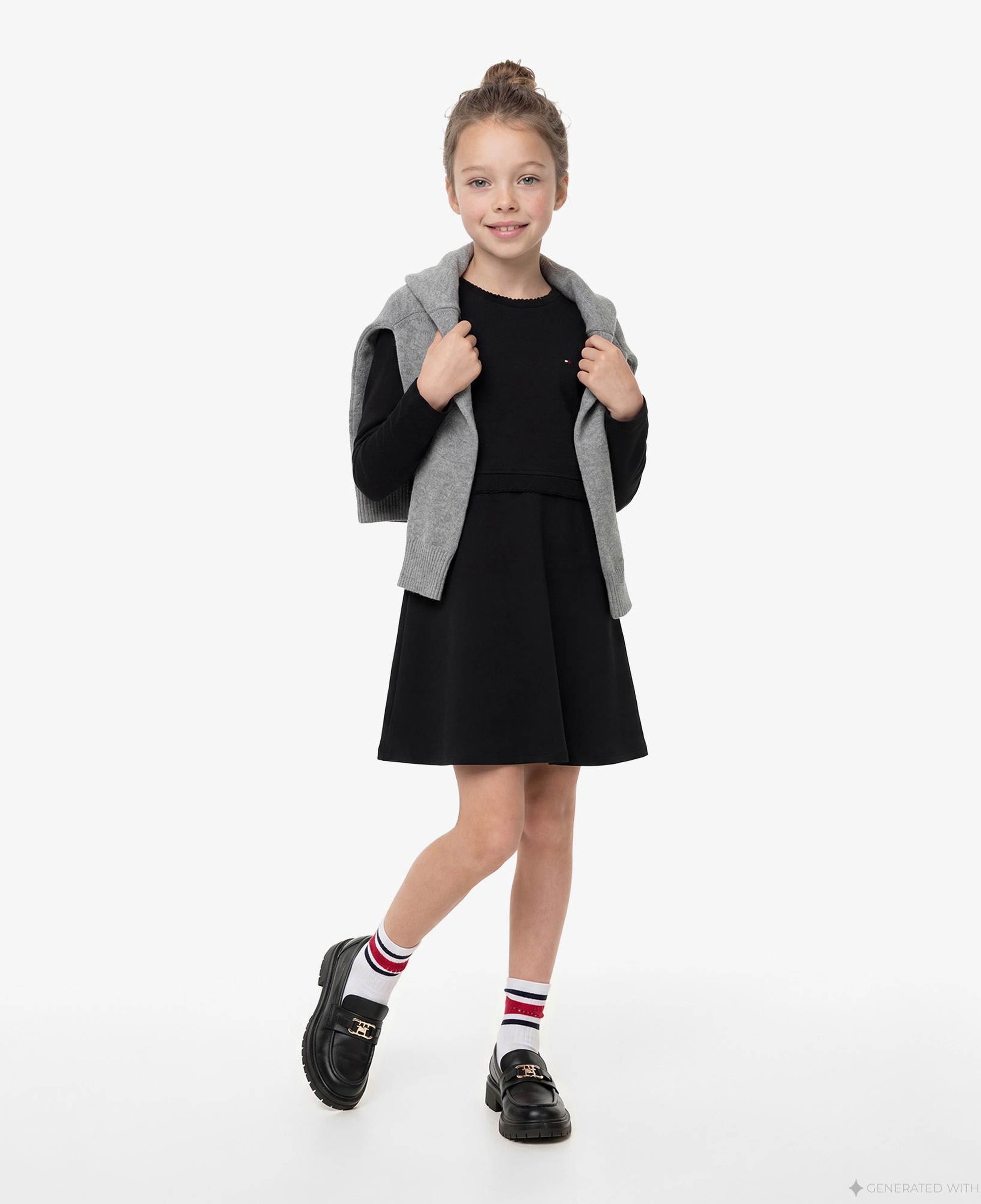 Tommy Hilfiger Essential Modal Çocuk Siyah Elbise