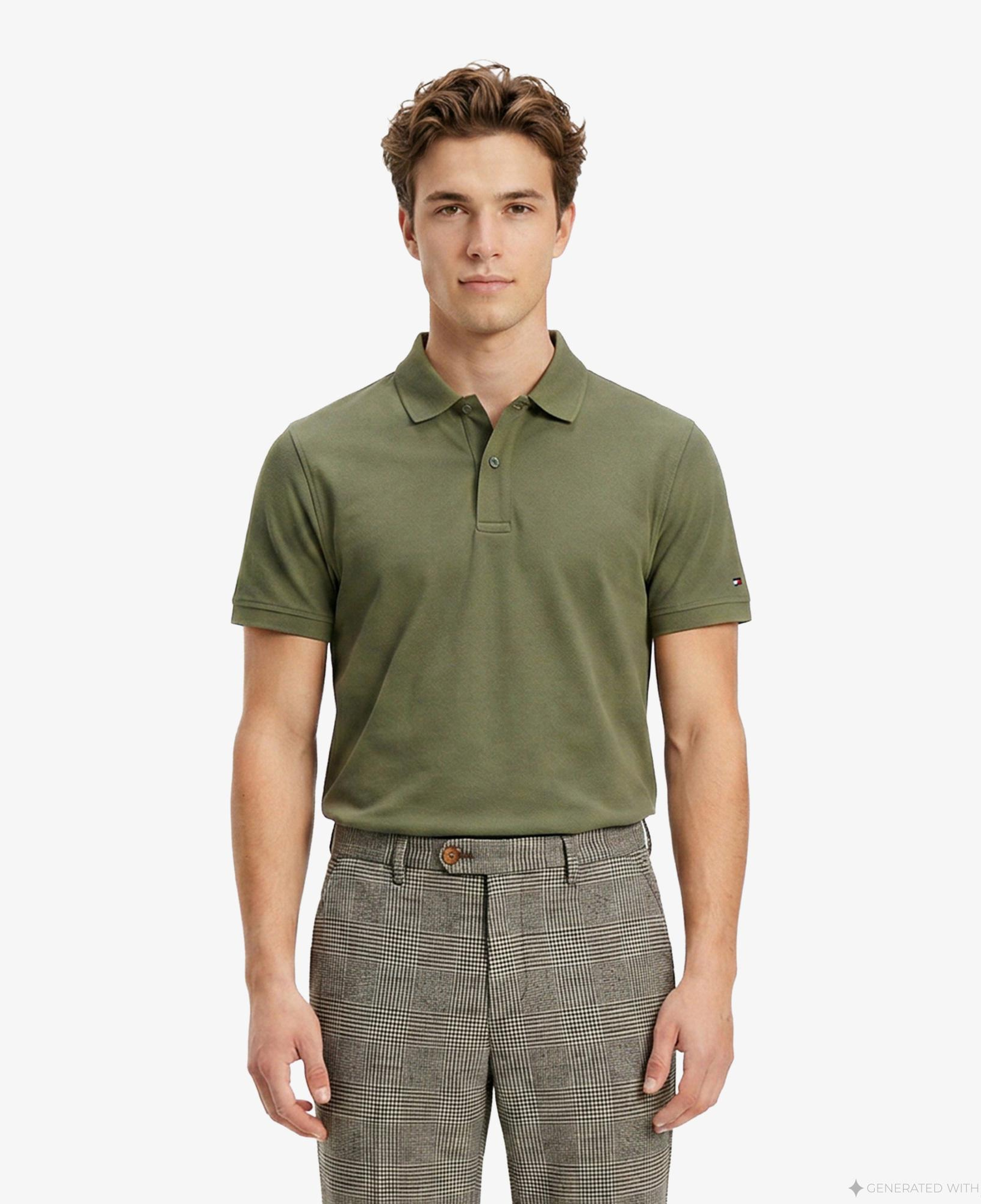Tommy Hilfiger Elevated Essentials Erkek Yeşil Polo Yaka T-Shirt