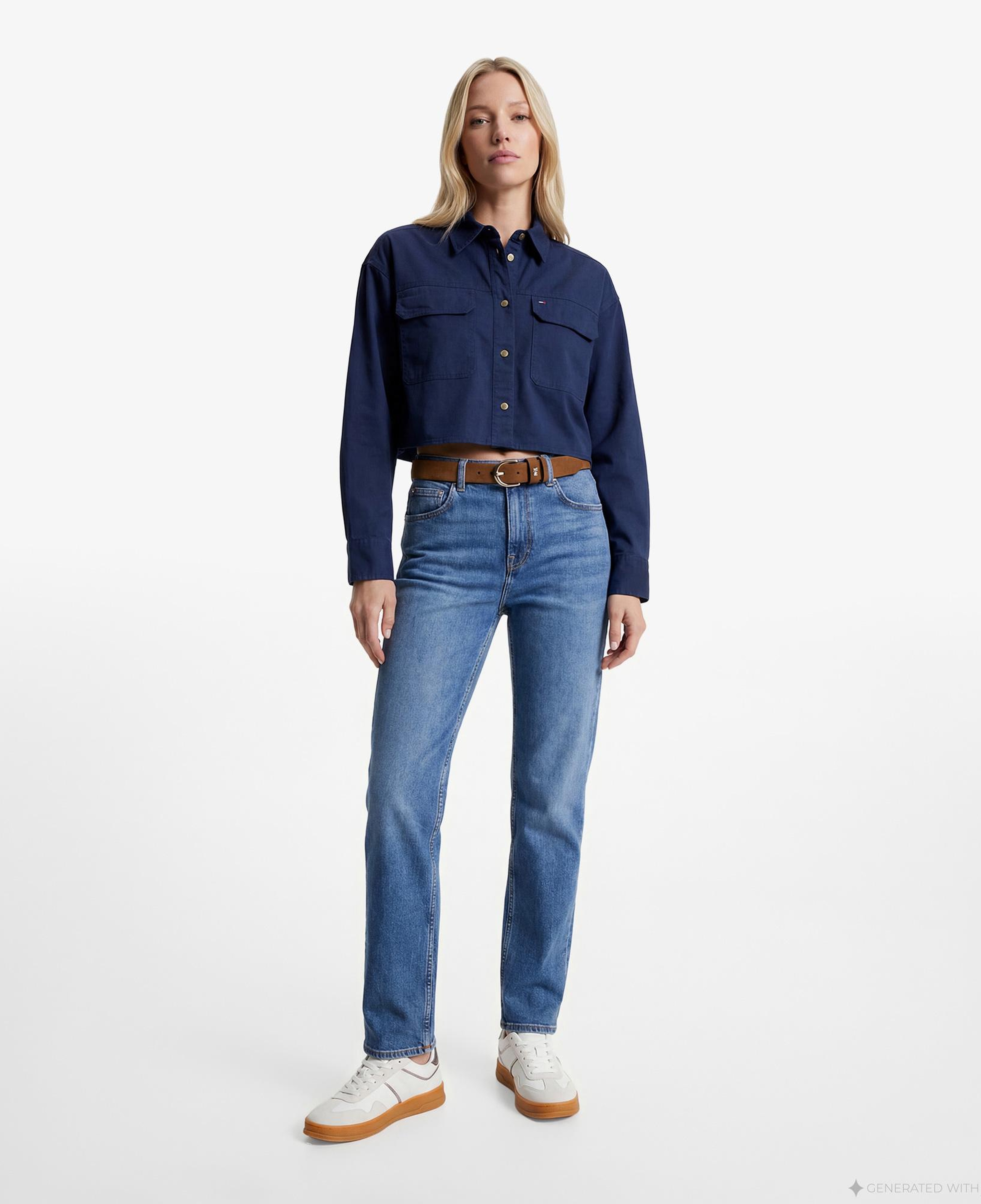 Tommy Hilfiger Modern Prep Kadın Lacivert Gömlek