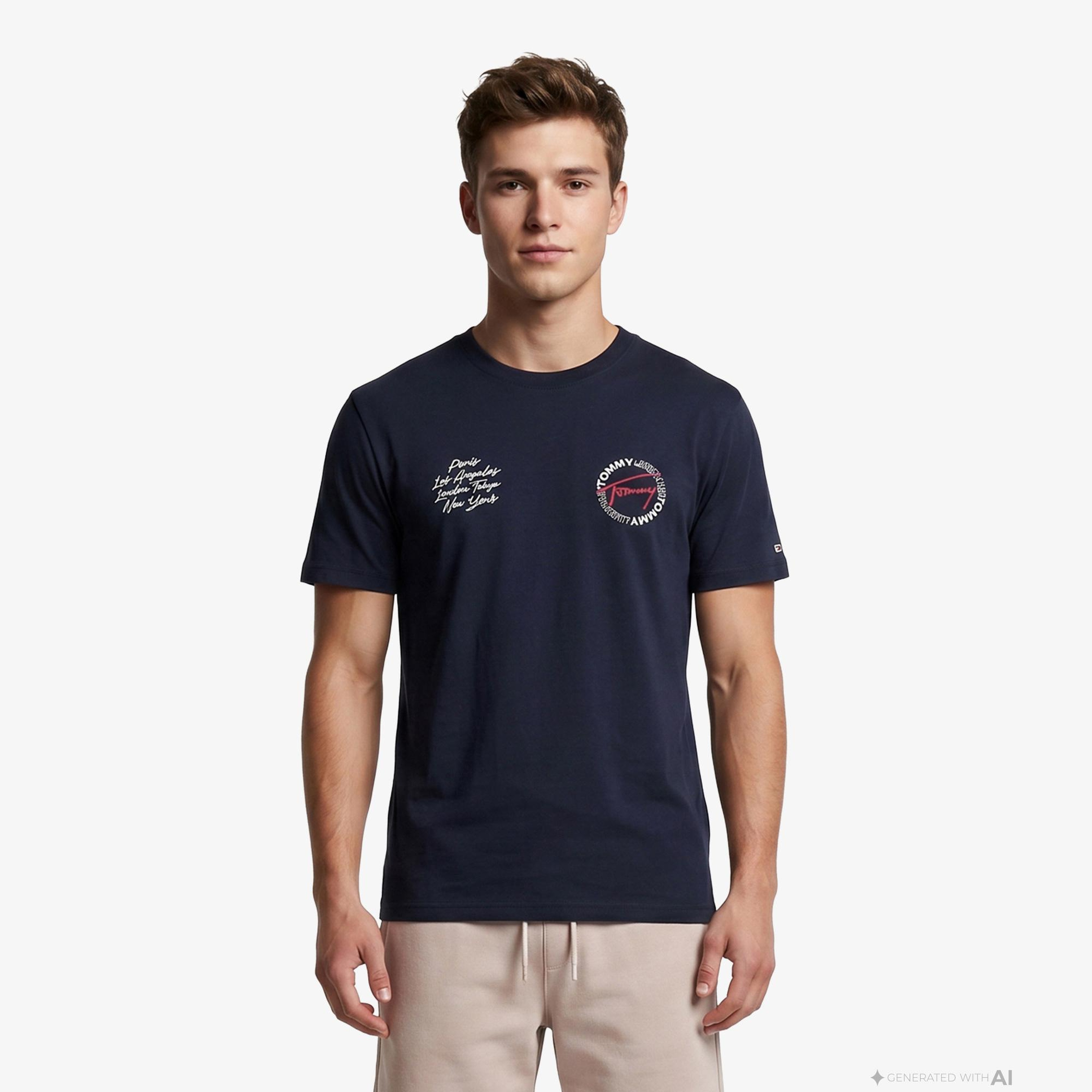 Tommy Hilfiger Signature Erkek Lacivert T-Shirt