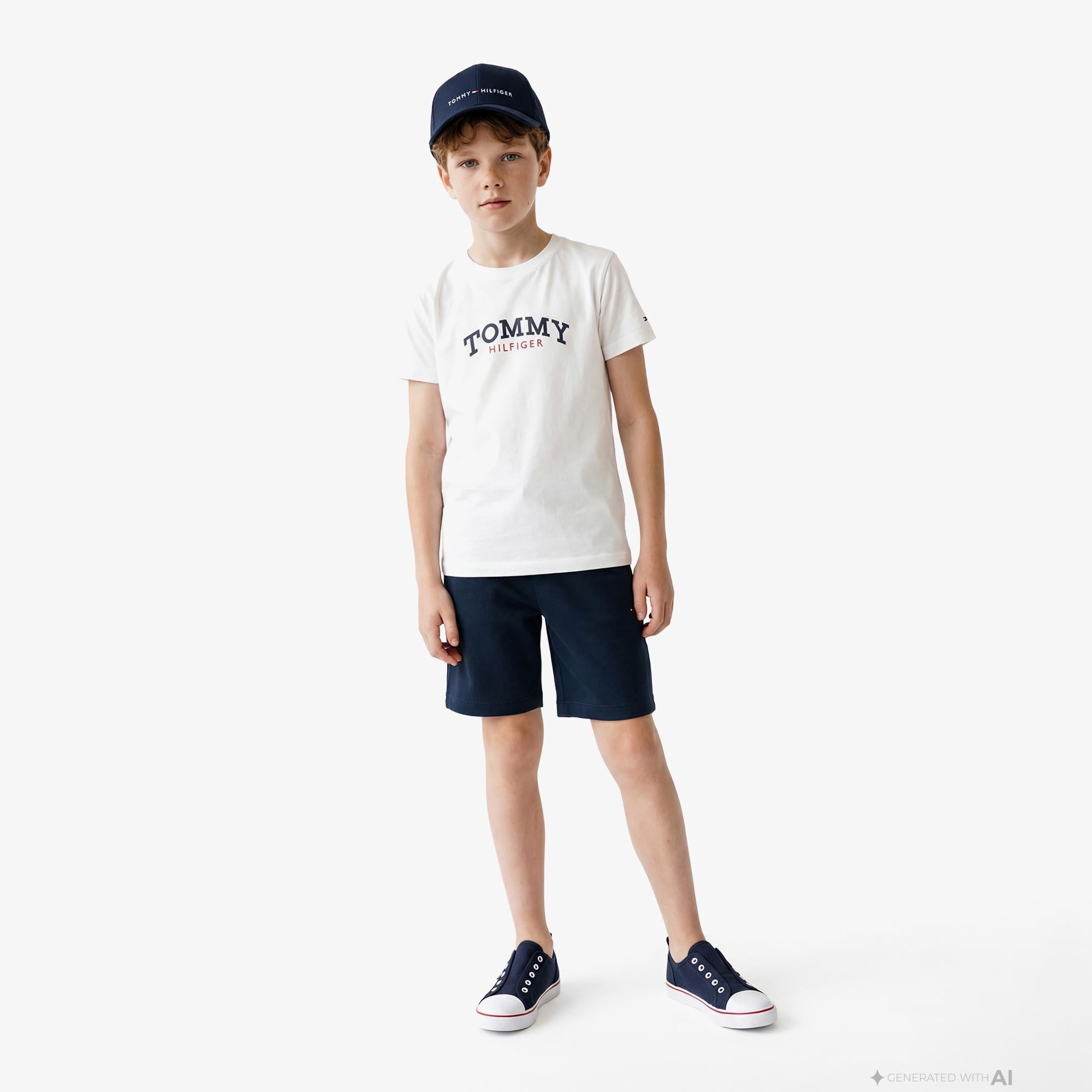 Tommy Hilfiger Monotype Çocuk Beyaz Eşofman Takımı