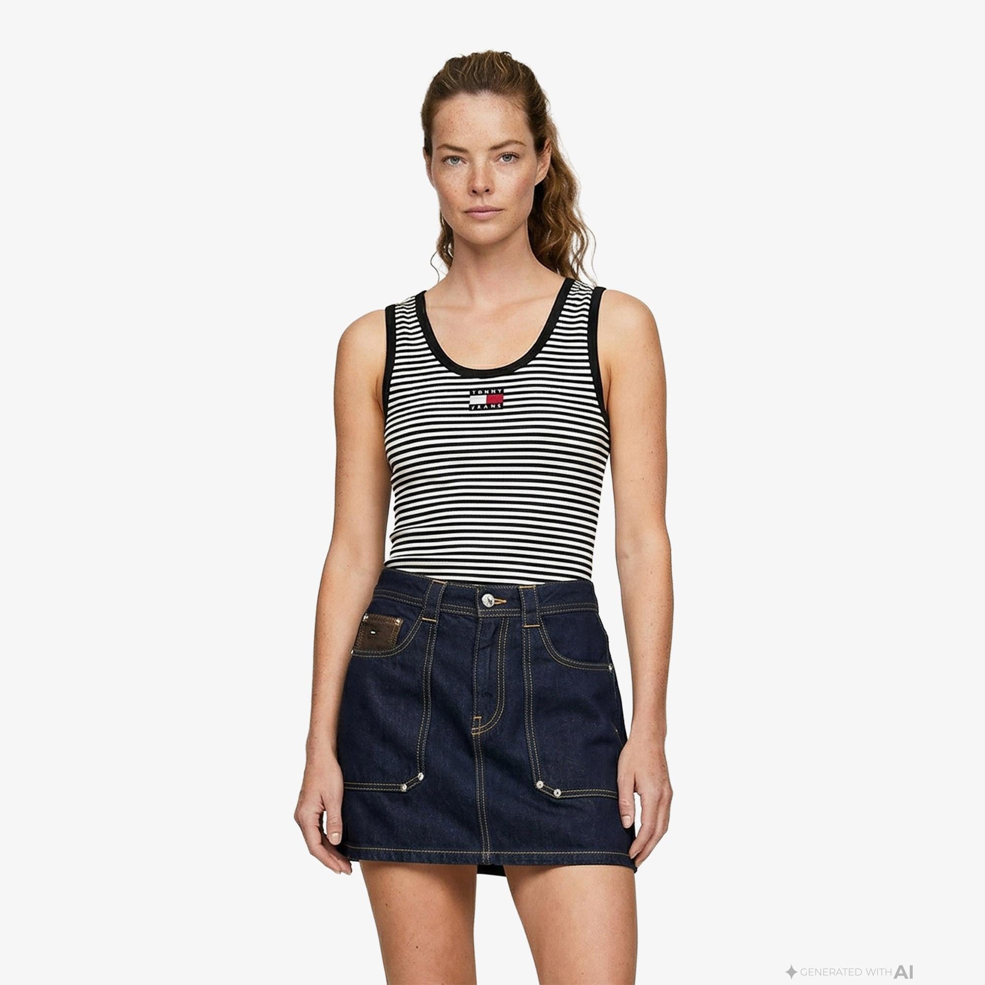 Tommy Hilfiger Denim Essentials Kadın Siyah T-Shirt