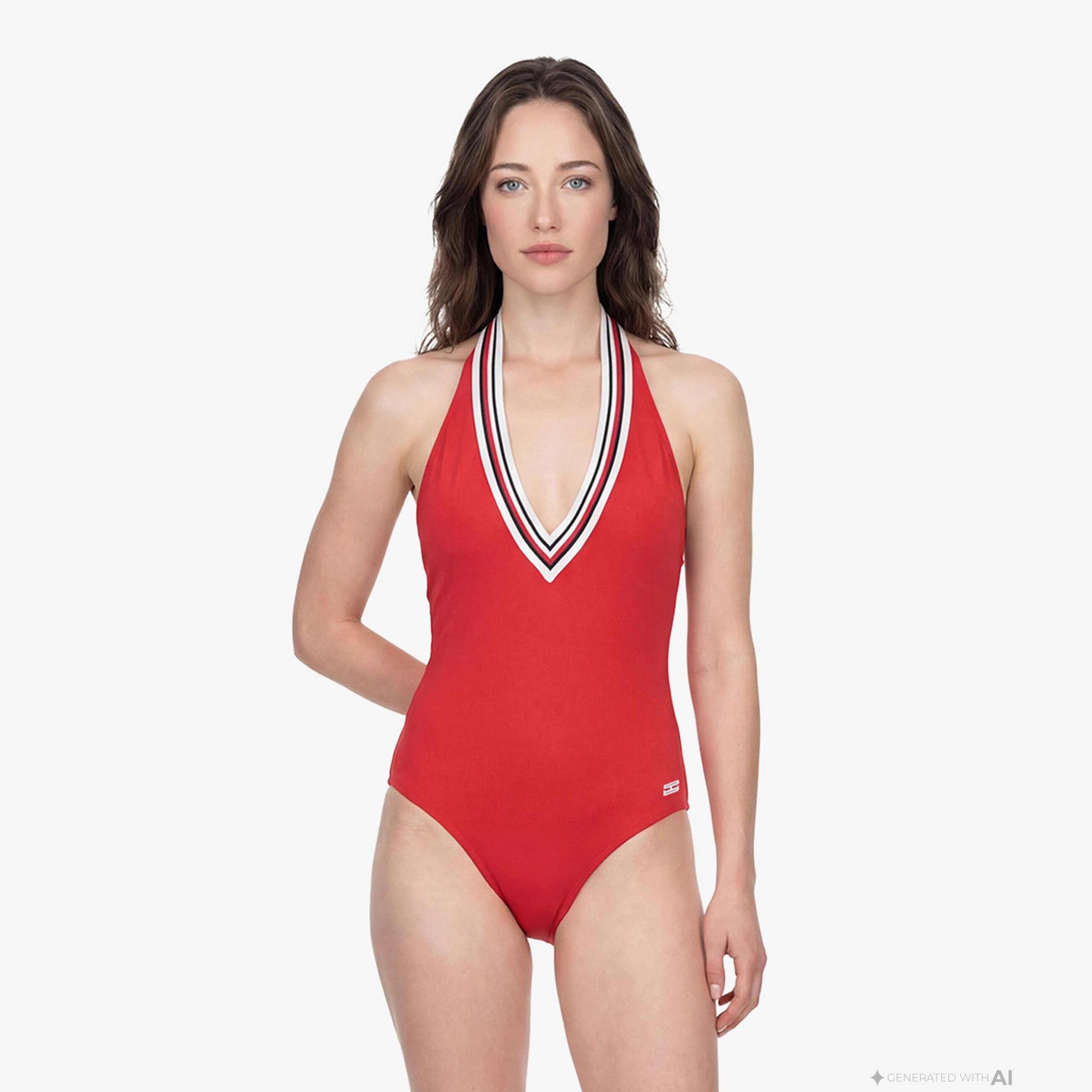 Tommy Hilfiger Global Stripe Kadın Kırmızı Mayo