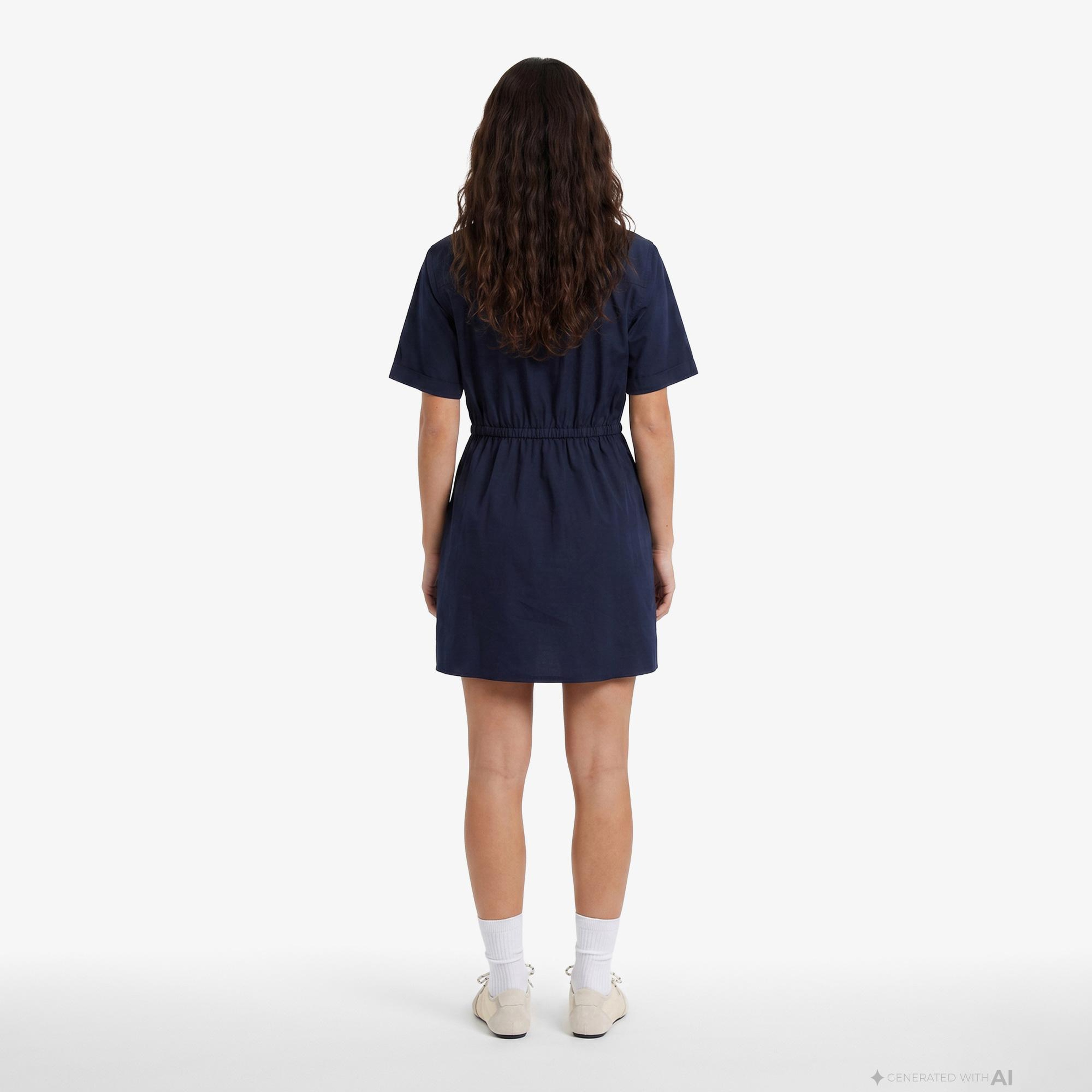 Tommy Hilfiger Poplin Kadın Lacivert Elbise