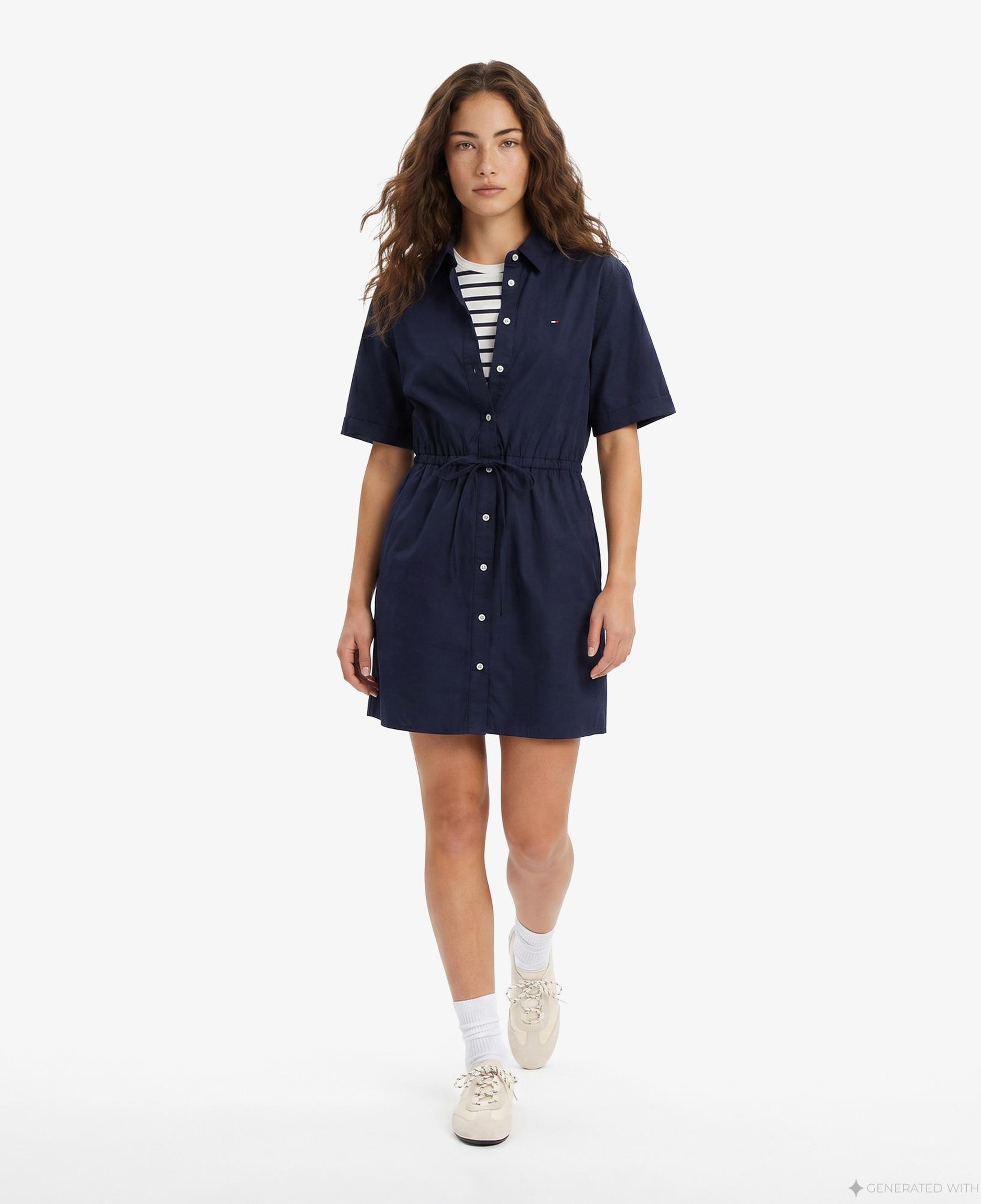 Tommy Hilfiger Poplin Kadın Lacivert Elbise
