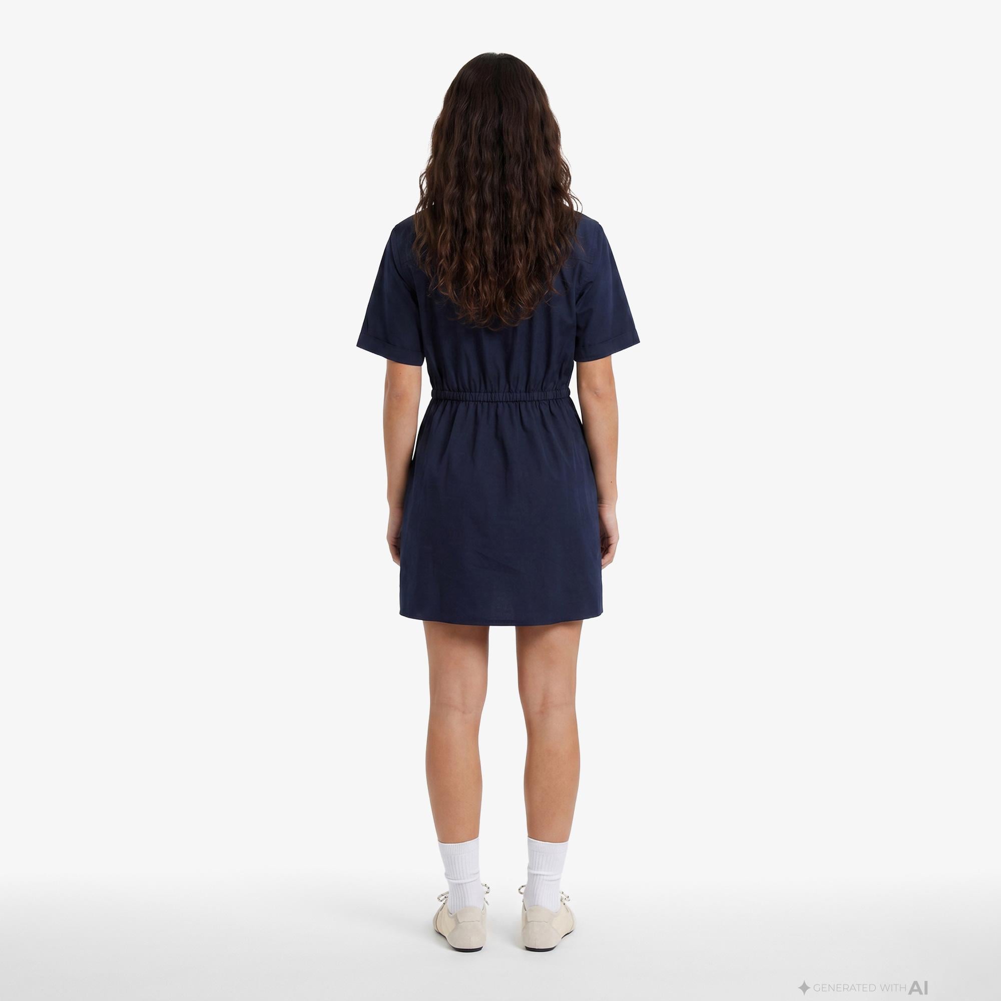 Tommy Hilfiger Poplin Kadın Lacivert Elbise