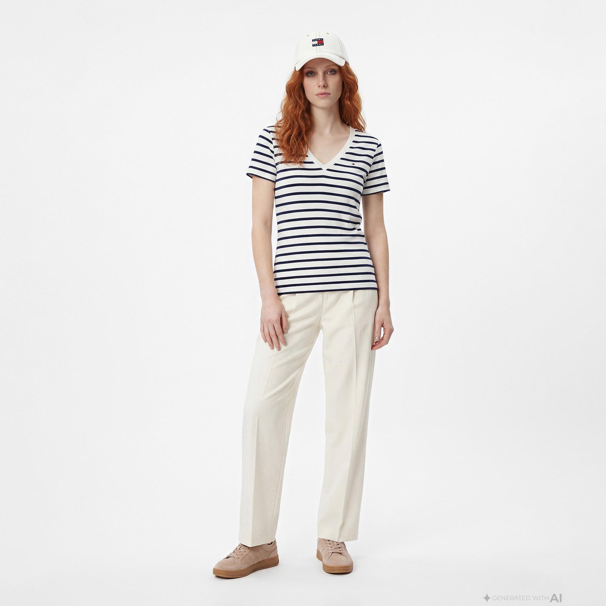 Tommy Hilfiger Nos Kadın Beyaz T-Shirt