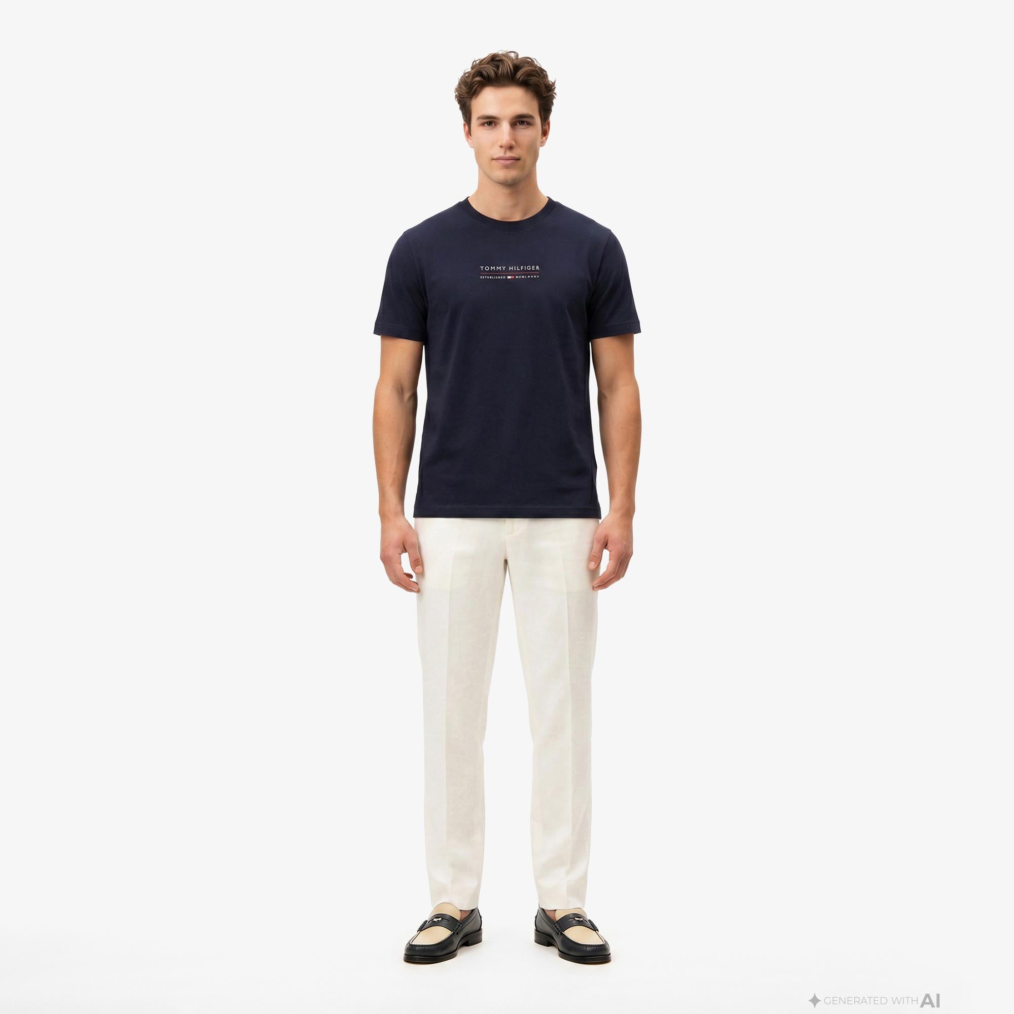 Tommy Hilfiger Brand Love Erkek Lacivert T-Shirt
