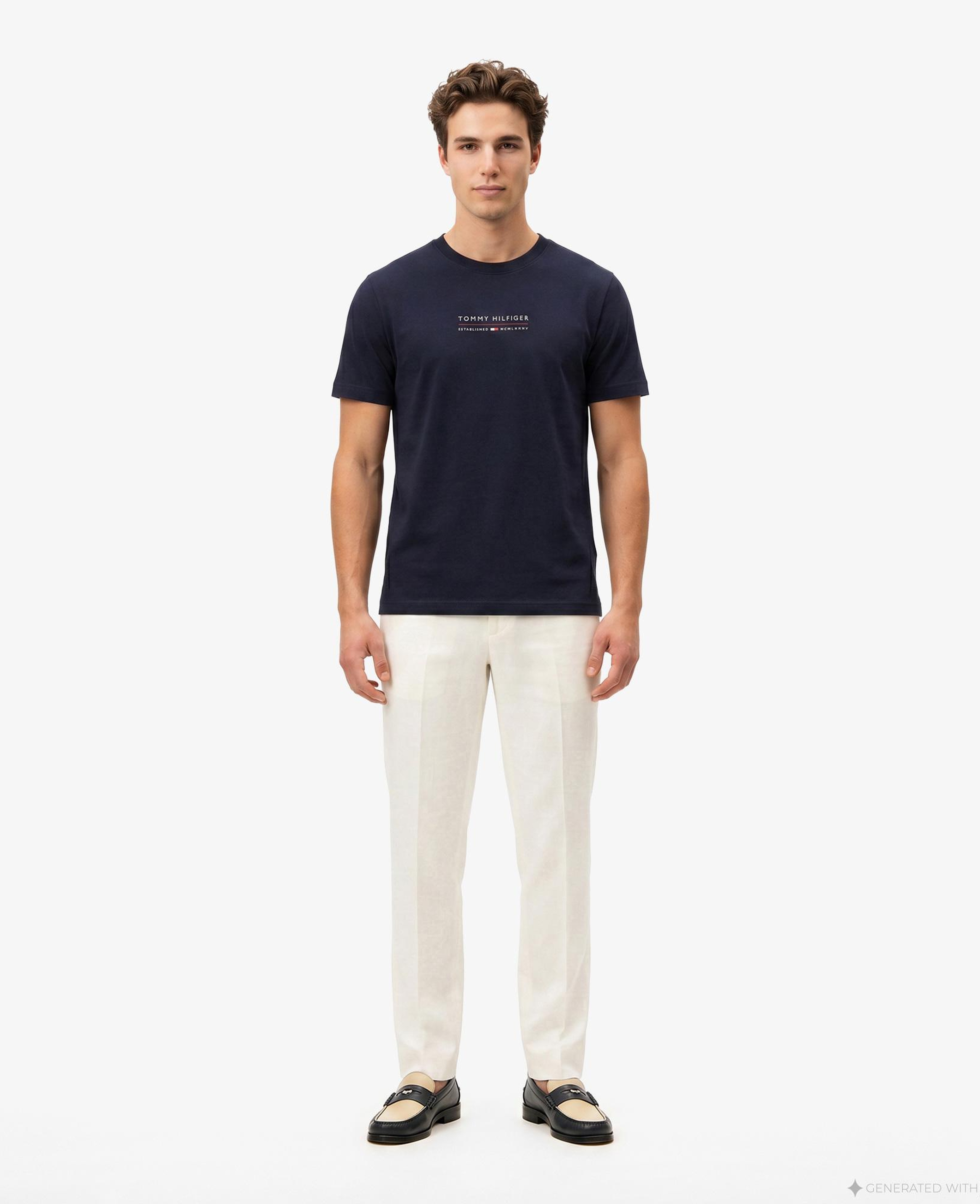 Tommy Hilfiger Brand Love Erkek Lacivert T-Shirt
