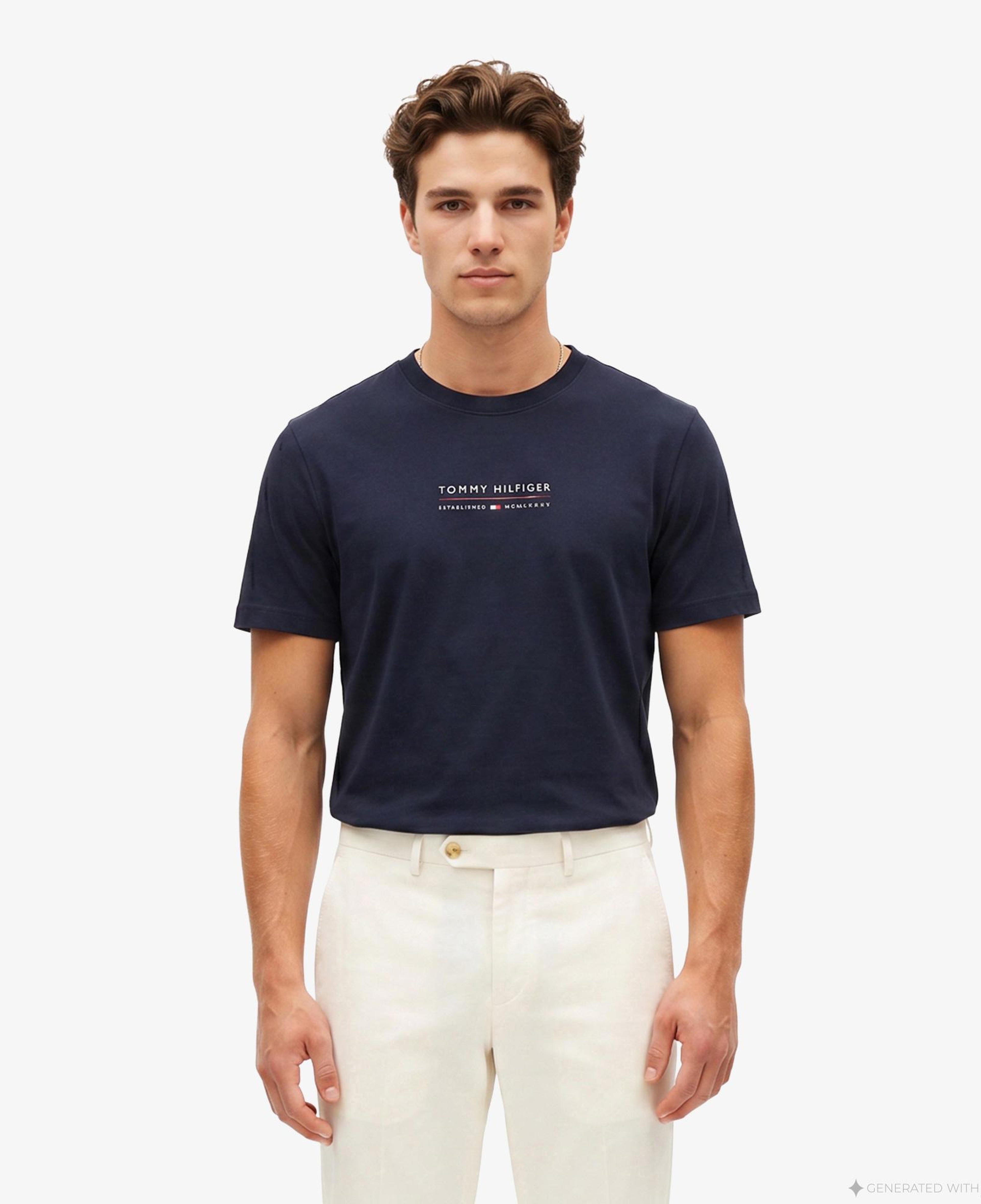 Tommy Hilfiger Brand Love Erkek Lacivert T-Shirt