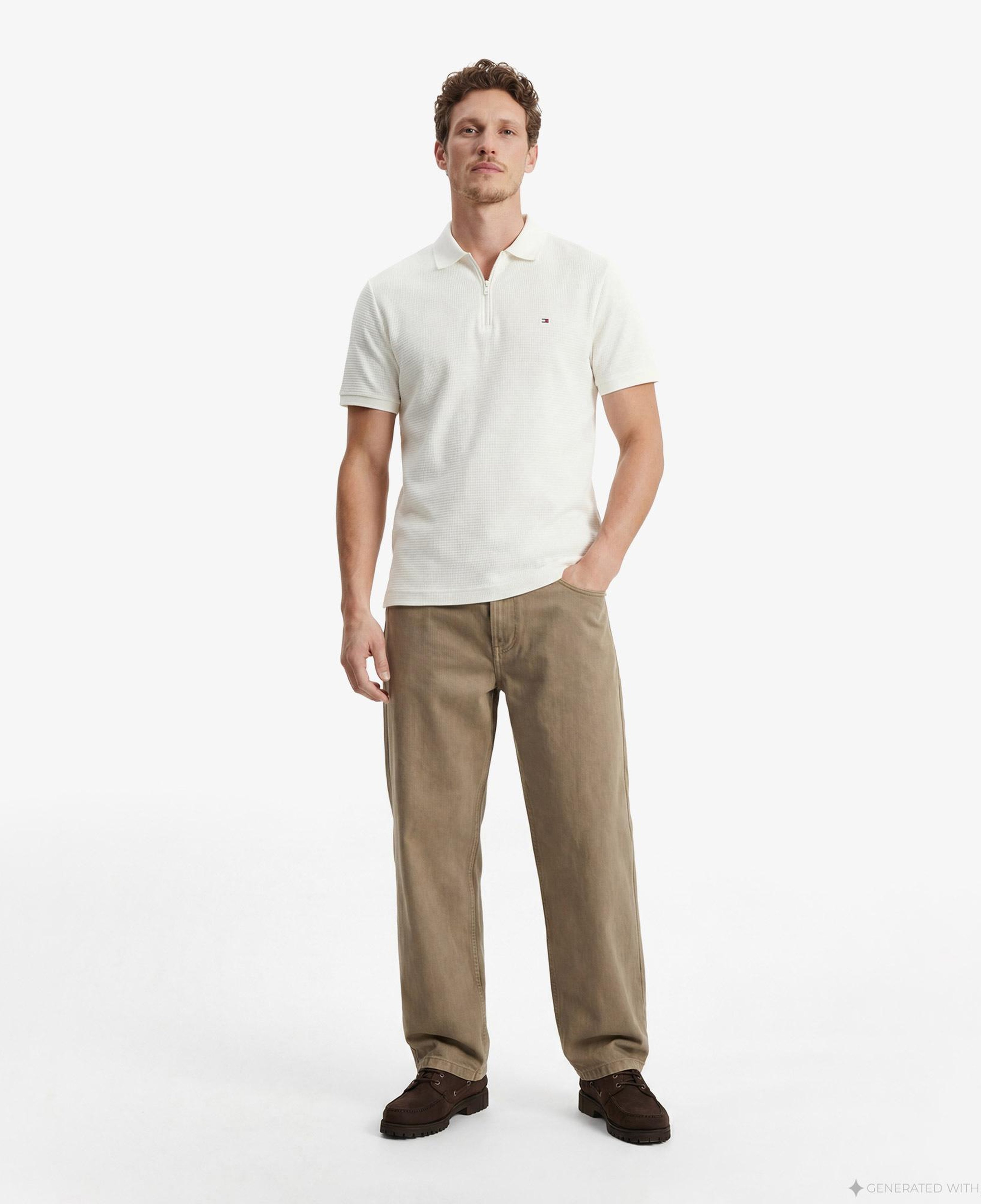 Tommy Hilfiger Performance Erkek Krem Rengi Polo Yaka T-Shirt