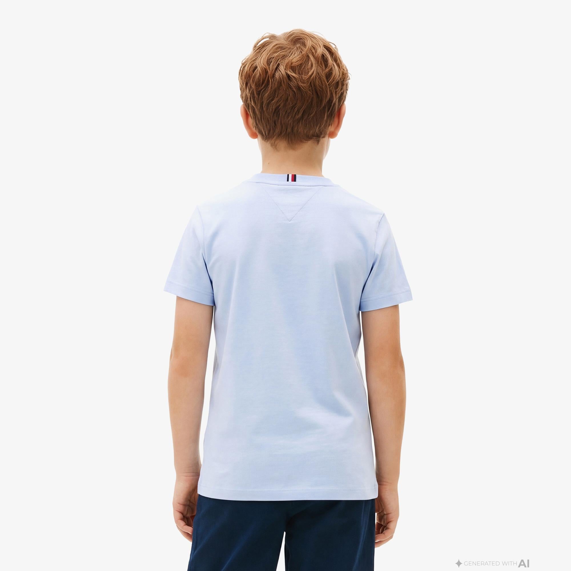 Tommy Hilfiger Essentials Çocuk Mavi Crop T-Shirt