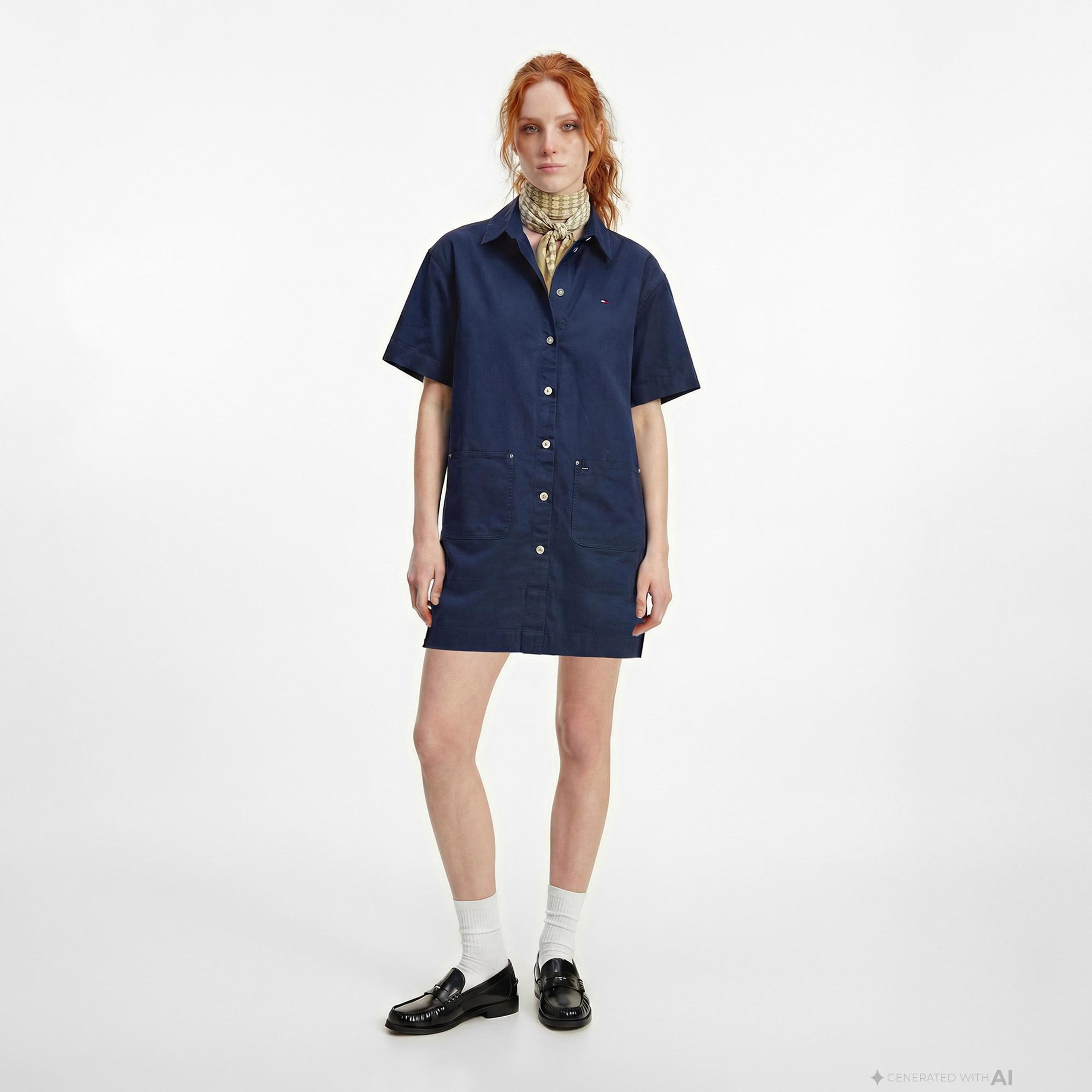 Tommy Hilfiger Modern Prep Kadın Lacivert Elbise
