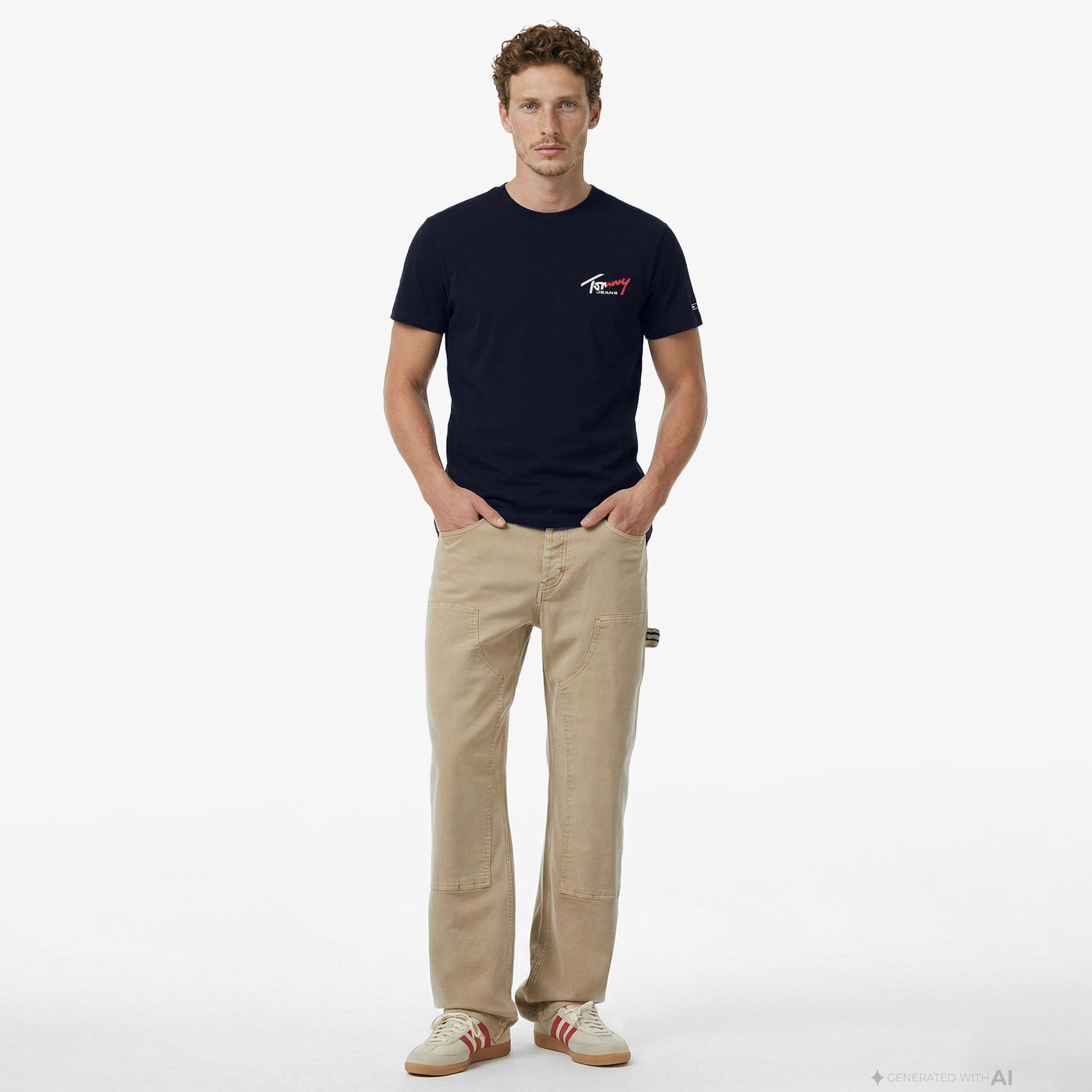 Tommy Hilfiger Signature Erkek Lacivert T-Shirt