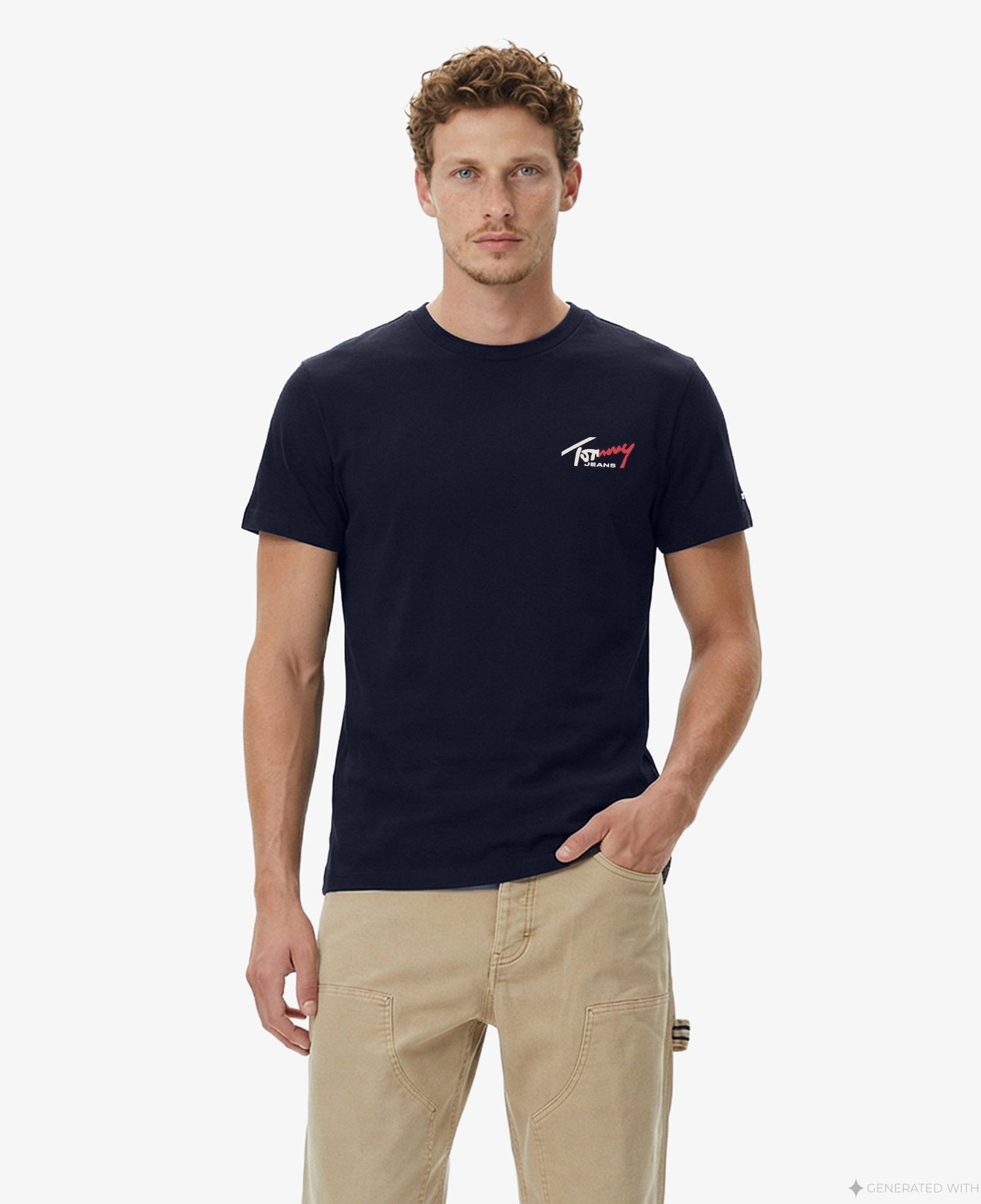 Tommy Hilfiger Signature Erkek Lacivert T-Shirt