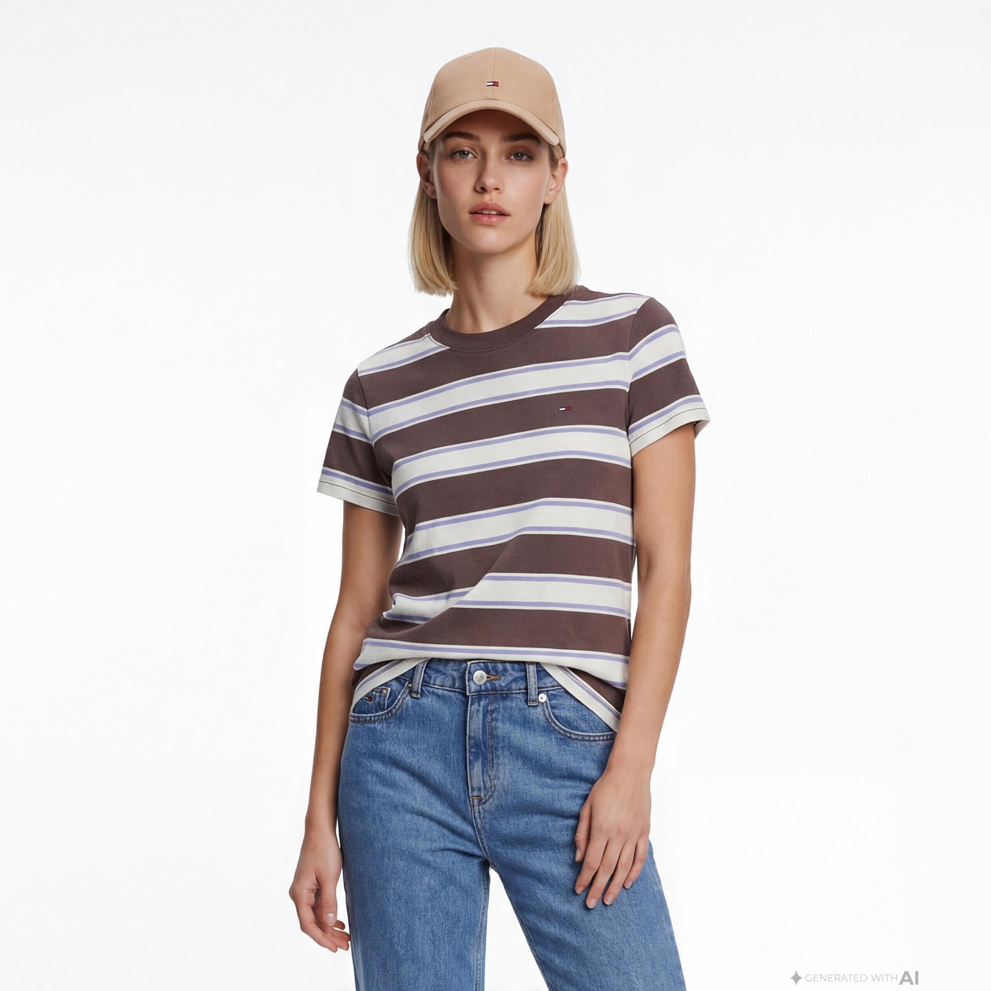 Tommy Hilfiger Denim Essentials Kadın Kahverengi T-Shirt