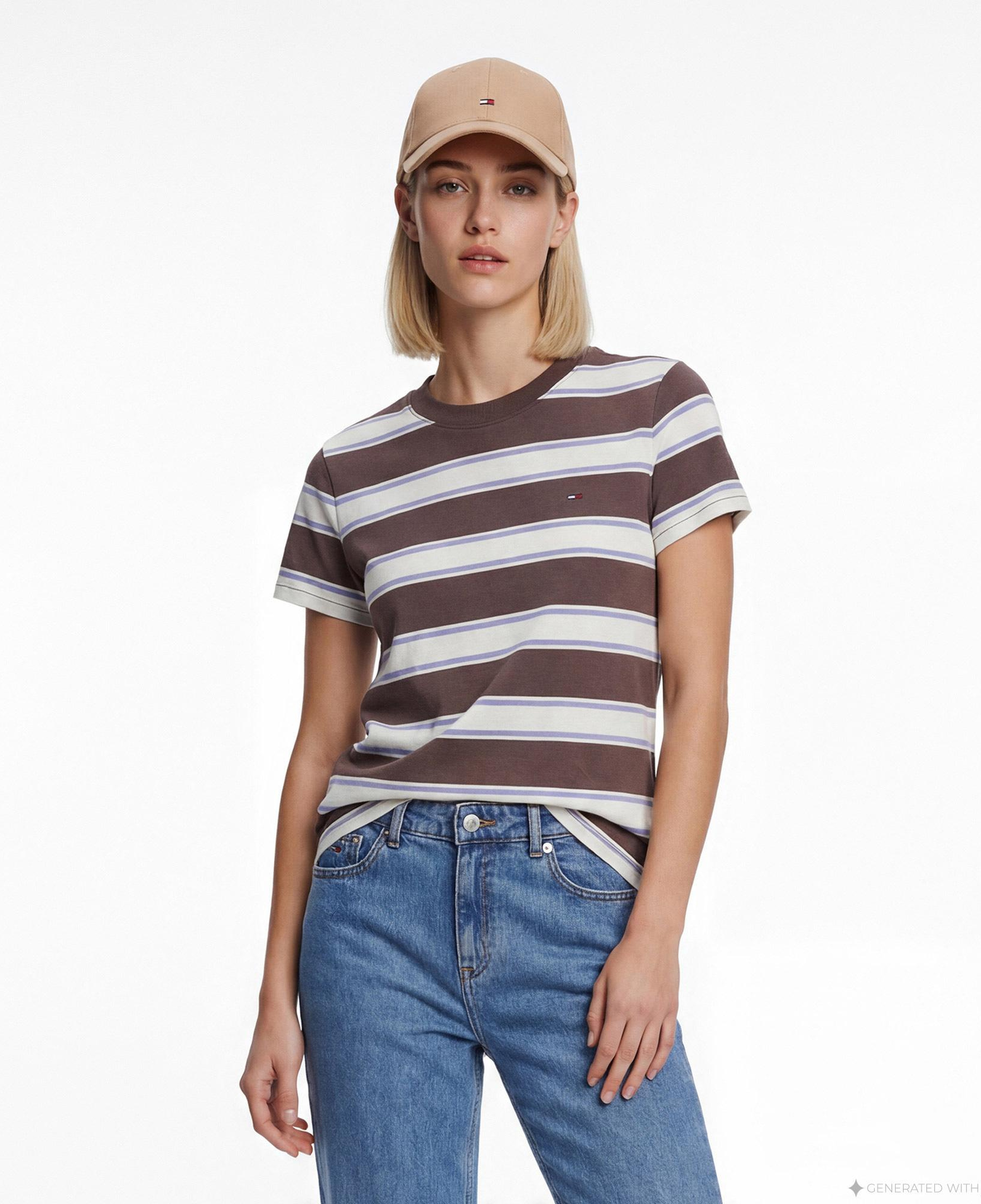 Tommy Hilfiger Denim Essentials Kadın Kahverengi T-Shirt