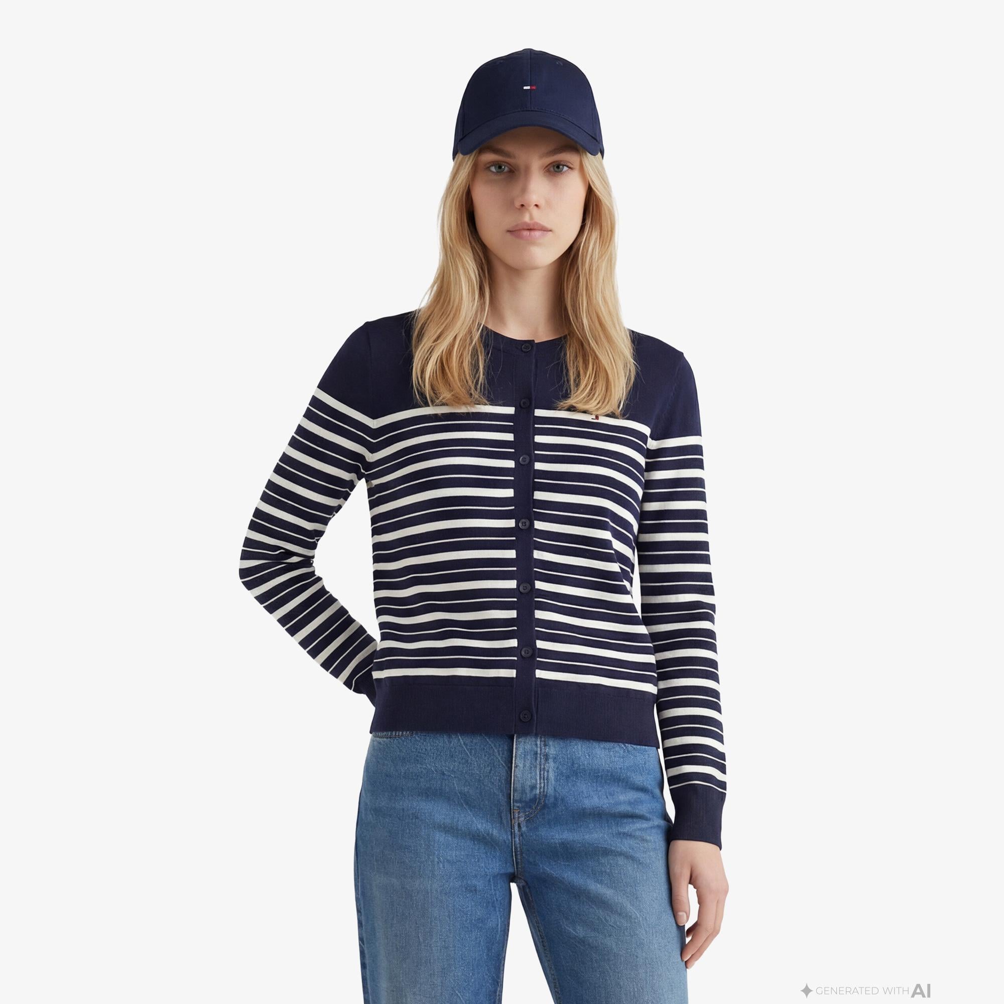 Tommy Hilfiger Jersey Fine Kadın Lacivert Triko