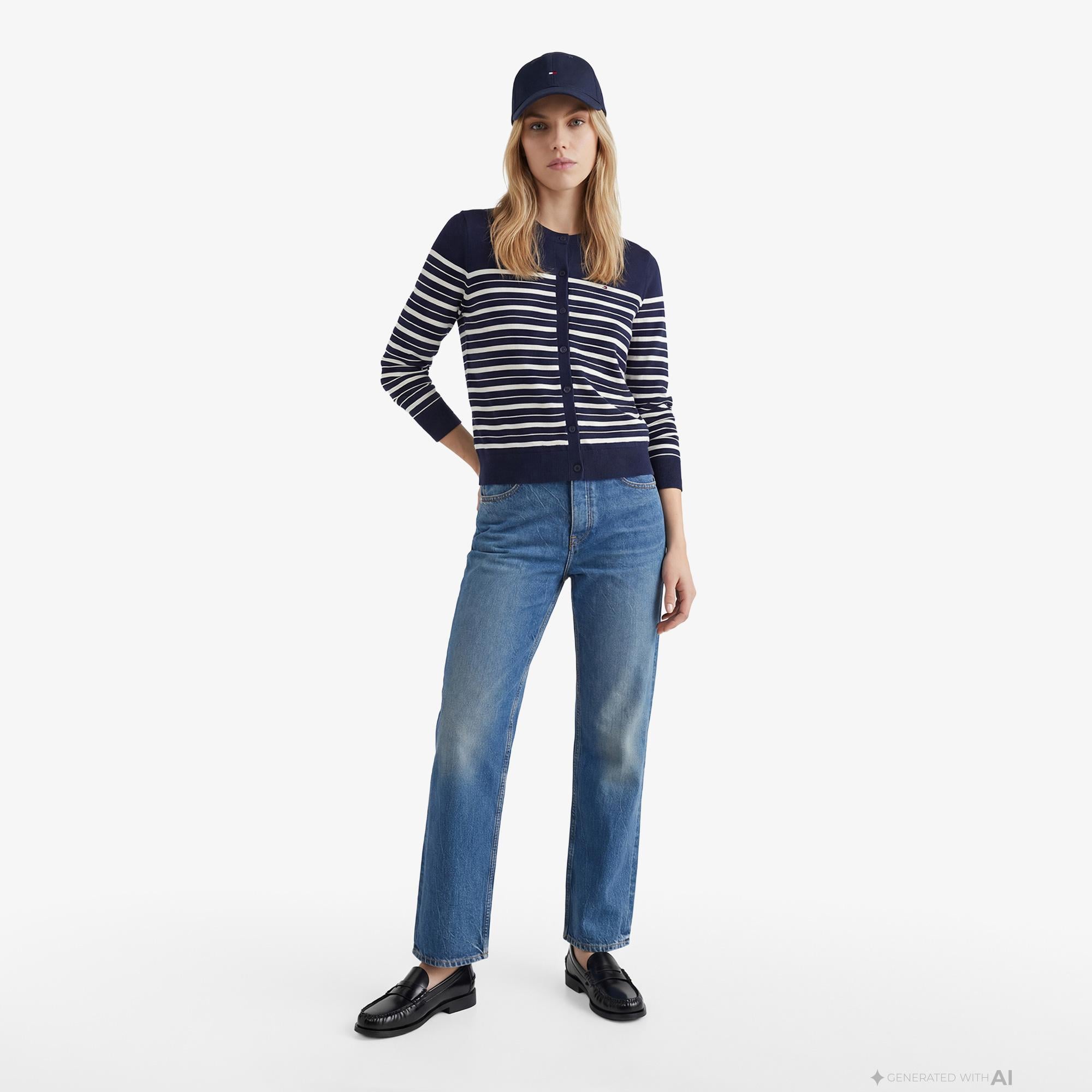 Tommy Hilfiger Jersey Fine Kadın Lacivert Triko