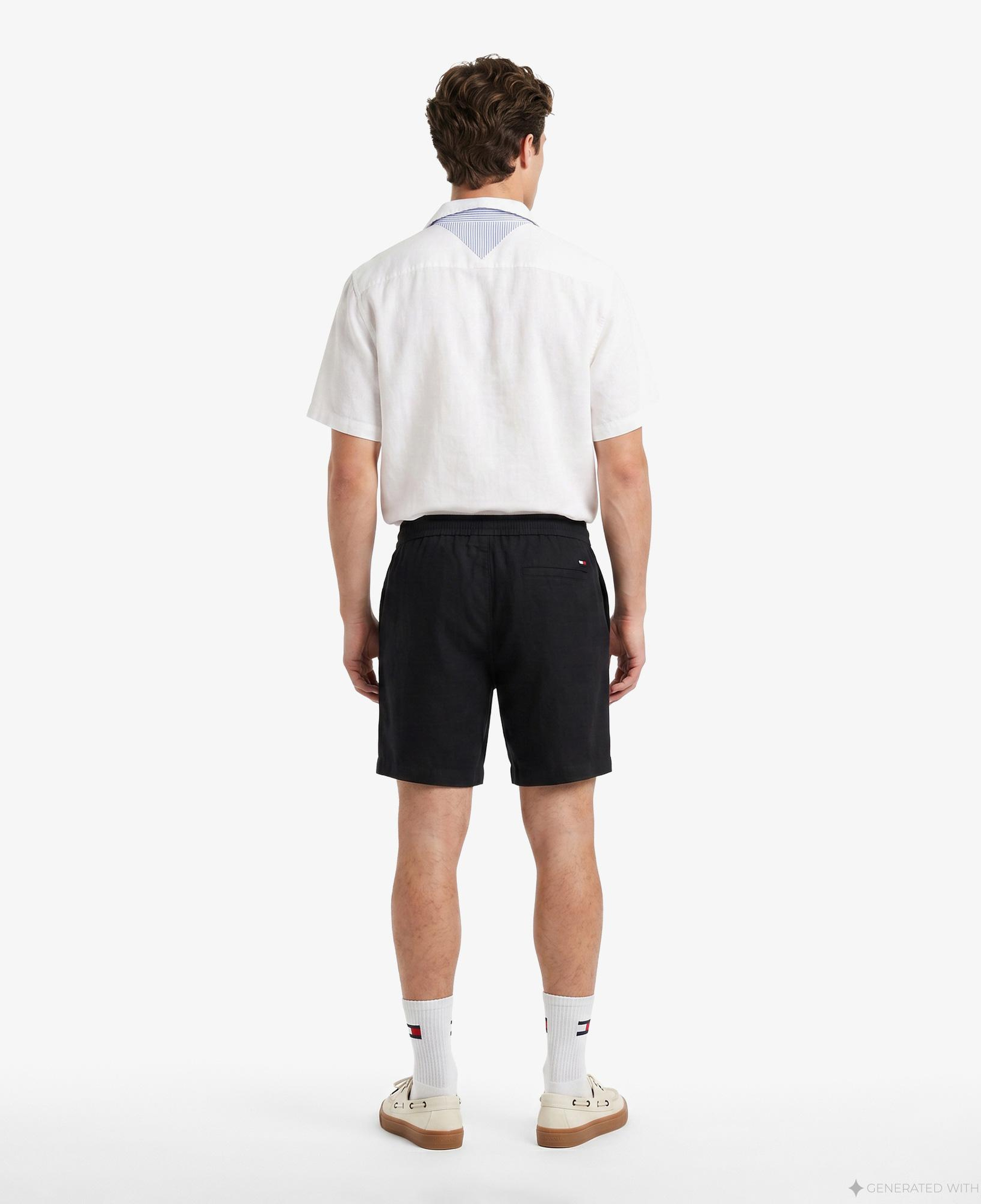 Tommy Hilfiger Seasonal Quality Erkek Siyah Keten Şort