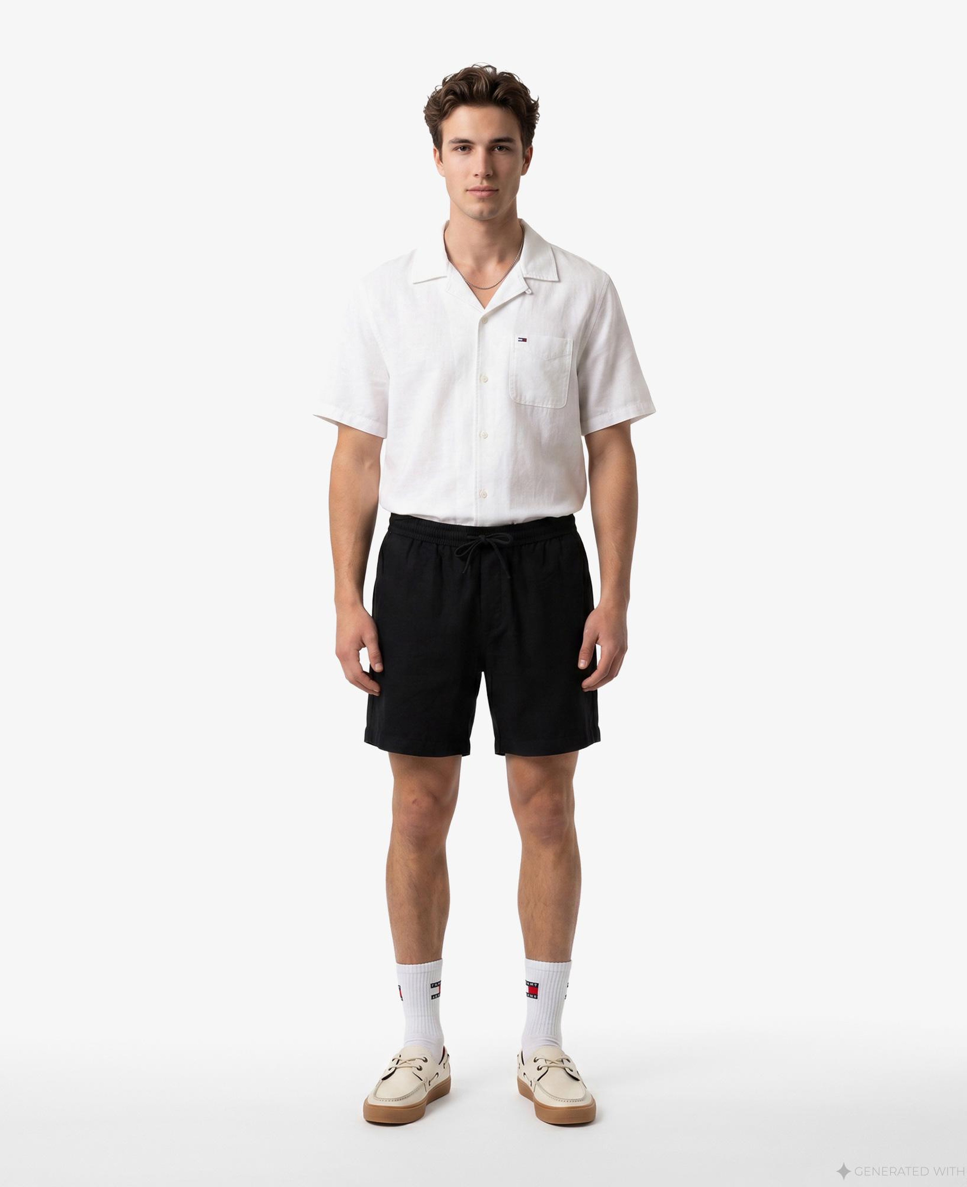 Tommy Hilfiger Seasonal Quality Erkek Siyah Keten Şort